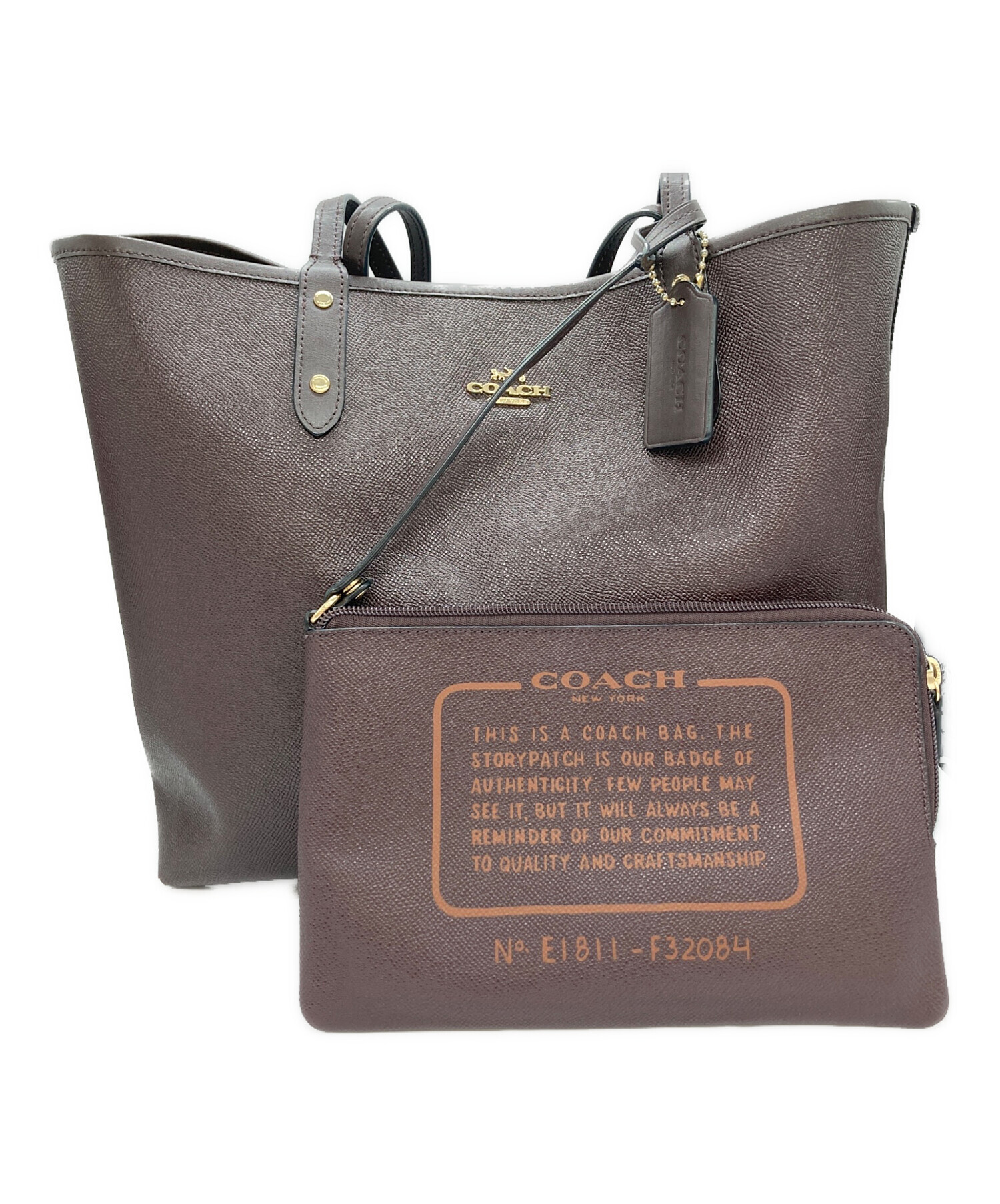 中古・古着通販】COACH (コーチ) リバーシブルトートバッグ ブラウン