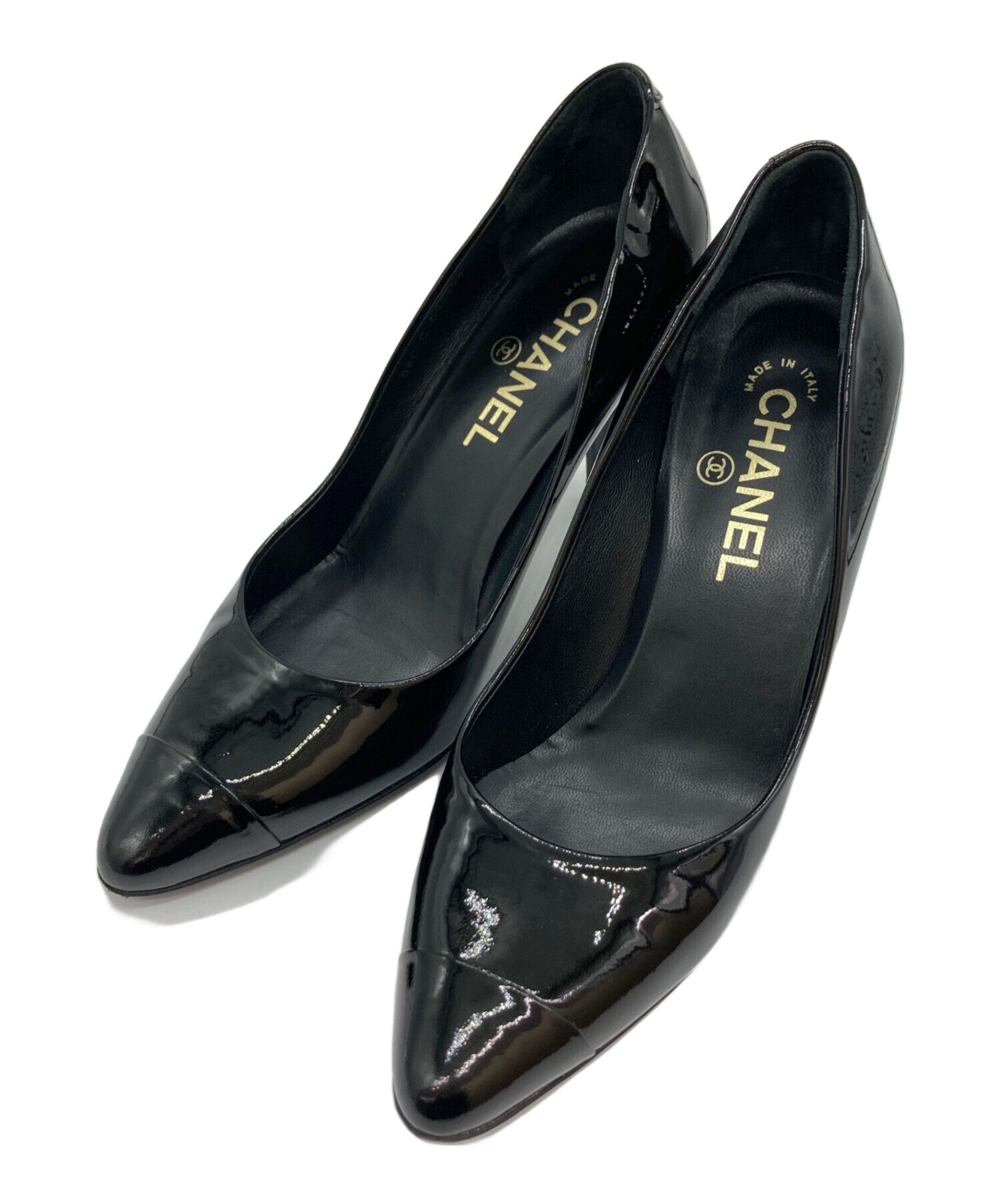 シャネル エナメルパンプス 中古・古着通販】CHANEL (シャネル) エナメルハイヒールパンプス