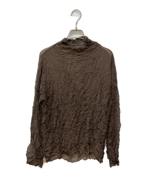 美品　イッセイミヤケPERMANENTEペルマネンテ　シワ加工トップス　ブラウン 中古・古着通販】ISSEY MIYAKE PERMANENTE (イッセイミヤケ
