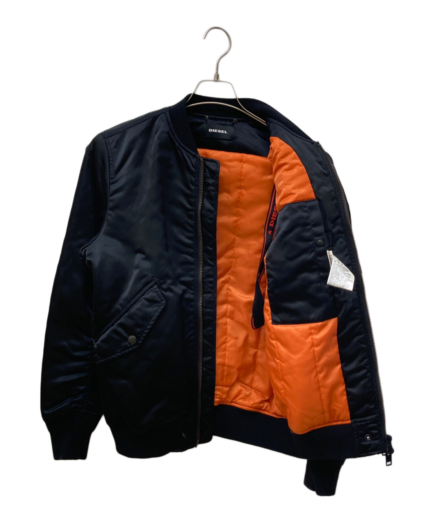 【正規品】DIESEL MA-1 ジャケット リバーシブル 黒 オレンジ M 中古・古着通販】DIESEL (ディーゼル) MA-1ジャケット ブラック サイズ