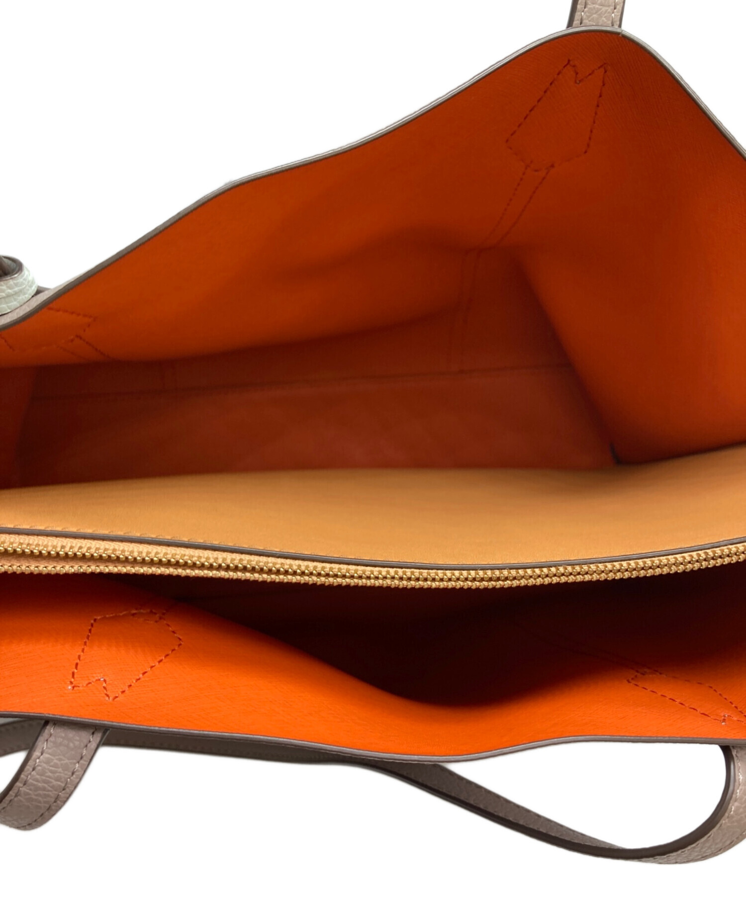 Tory Burch トリバーチ レザー ハンドバッグ グレー オレンジ 【公式通販】