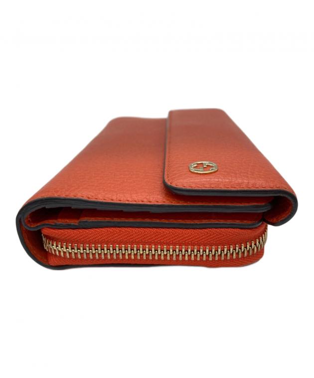 中古・古着通販】GUCCI (グッチ) インターロッキングG長財布 オレンジ
