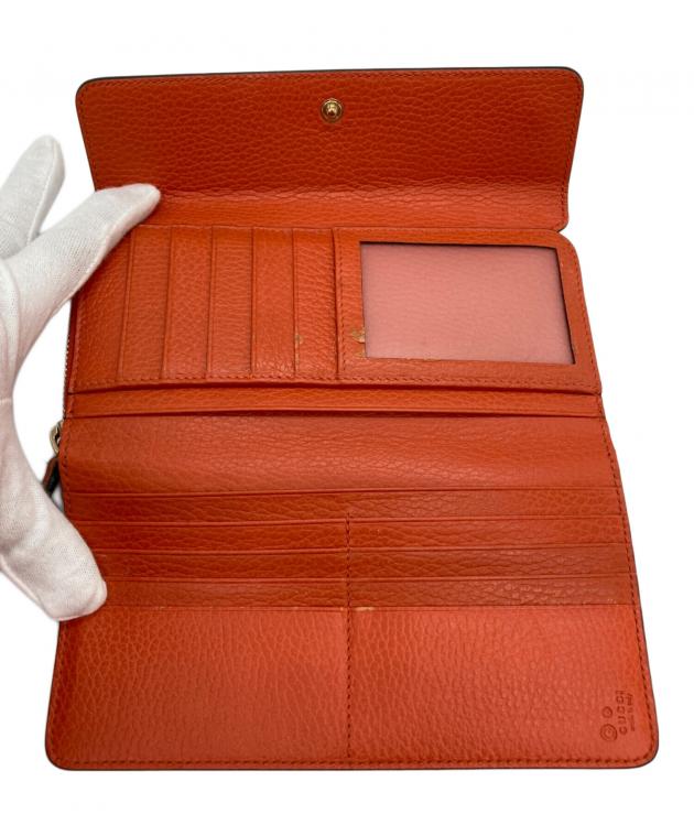 GUCCI 大容量長財布 インターロッキング レザー オレンジ 箱付き 中古・古着通販】GUCCI (グッチ) インターロッキングG長財布 オレンジ