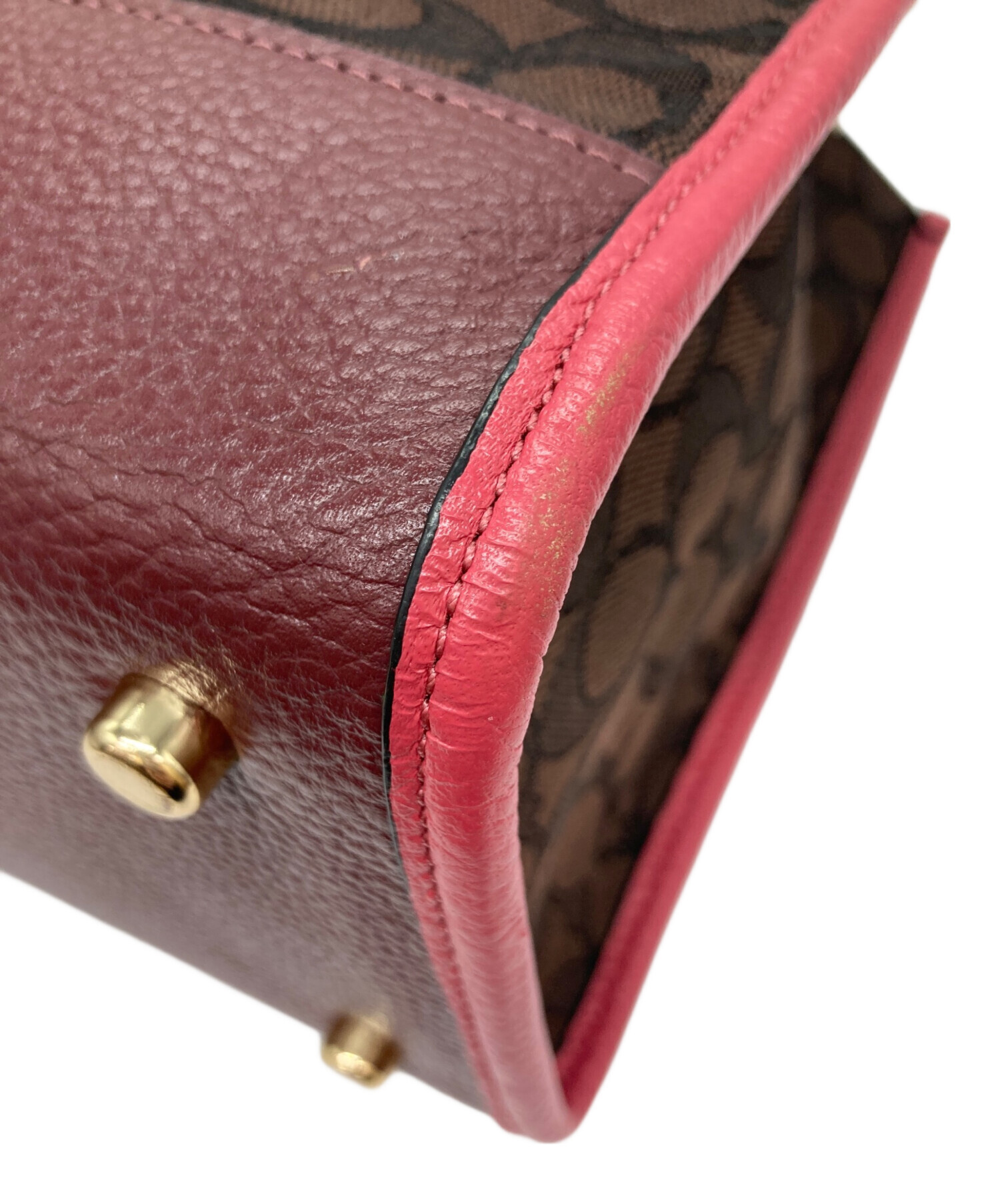 中古・古着通販】COACH (コーチ) シグネチャーハンドバッグ ピンク