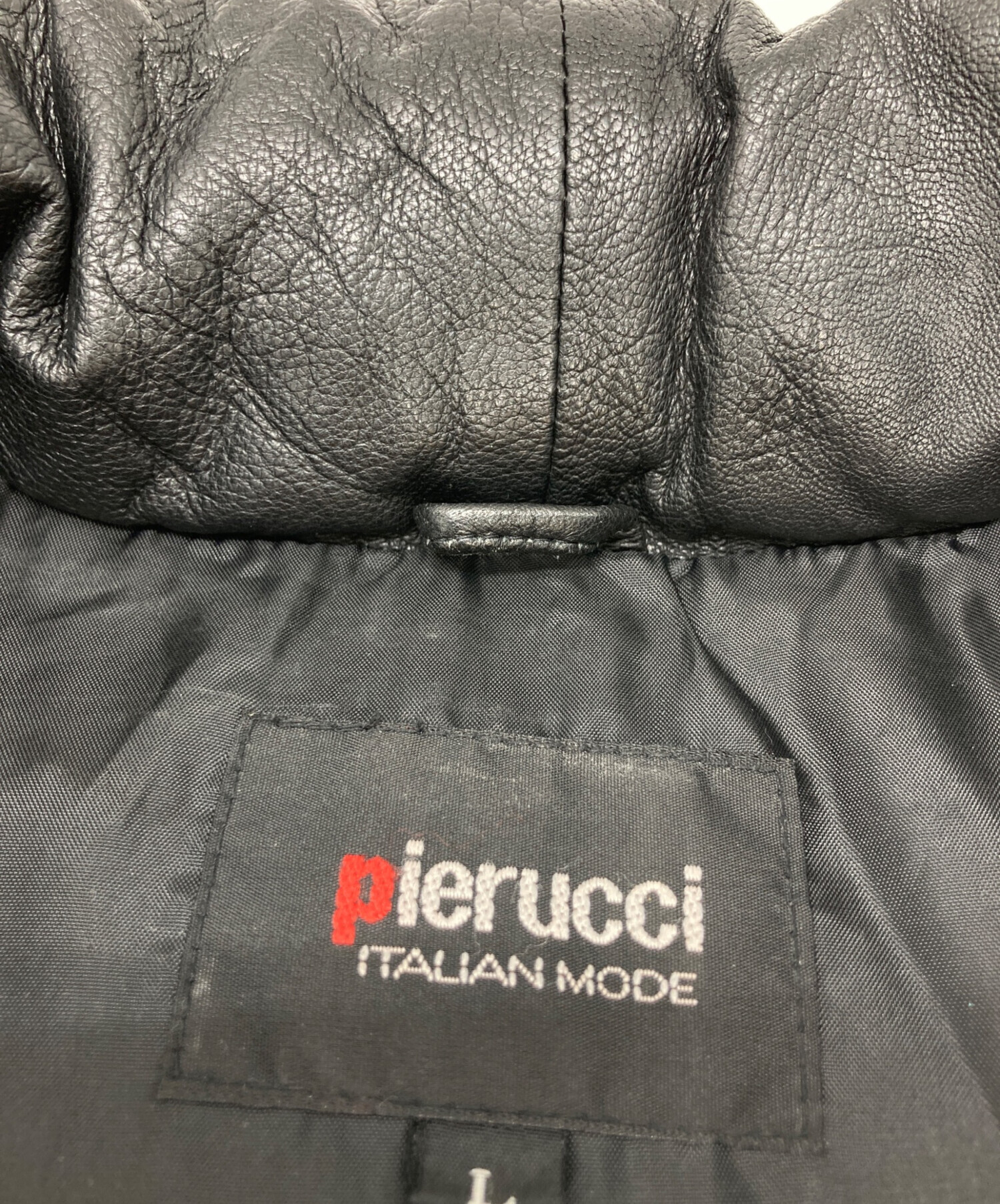 中古・古着通販】pierucci (ピエルッチ) レザーダウンベスト ブラック