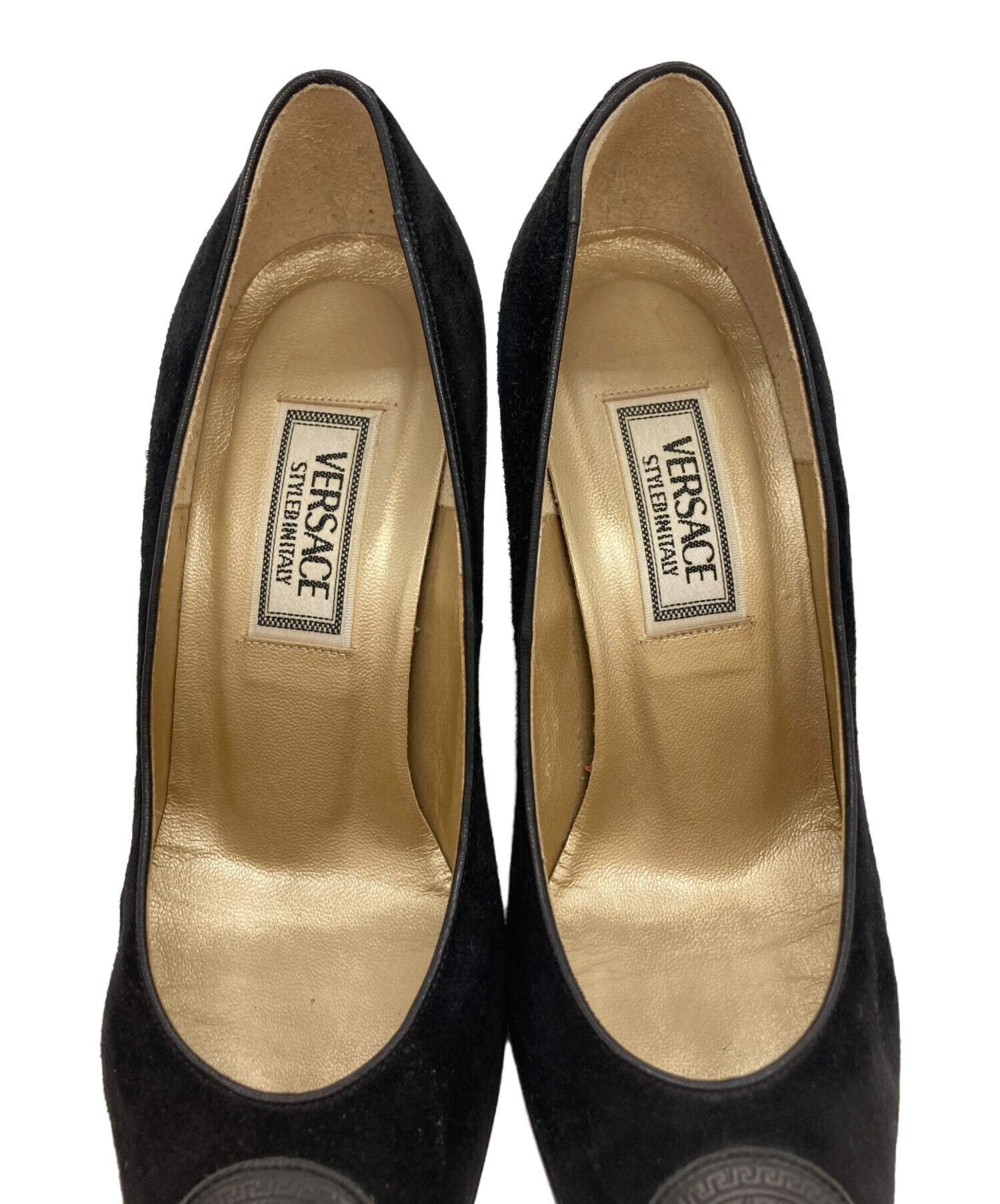 希少　ヴェルサーチ　フラットパンプス　セーフティーピン　メデューサ　黒　レザー 希少 ヴェルサーチ フラットパンプス セーフティーピン メデューサ 黒