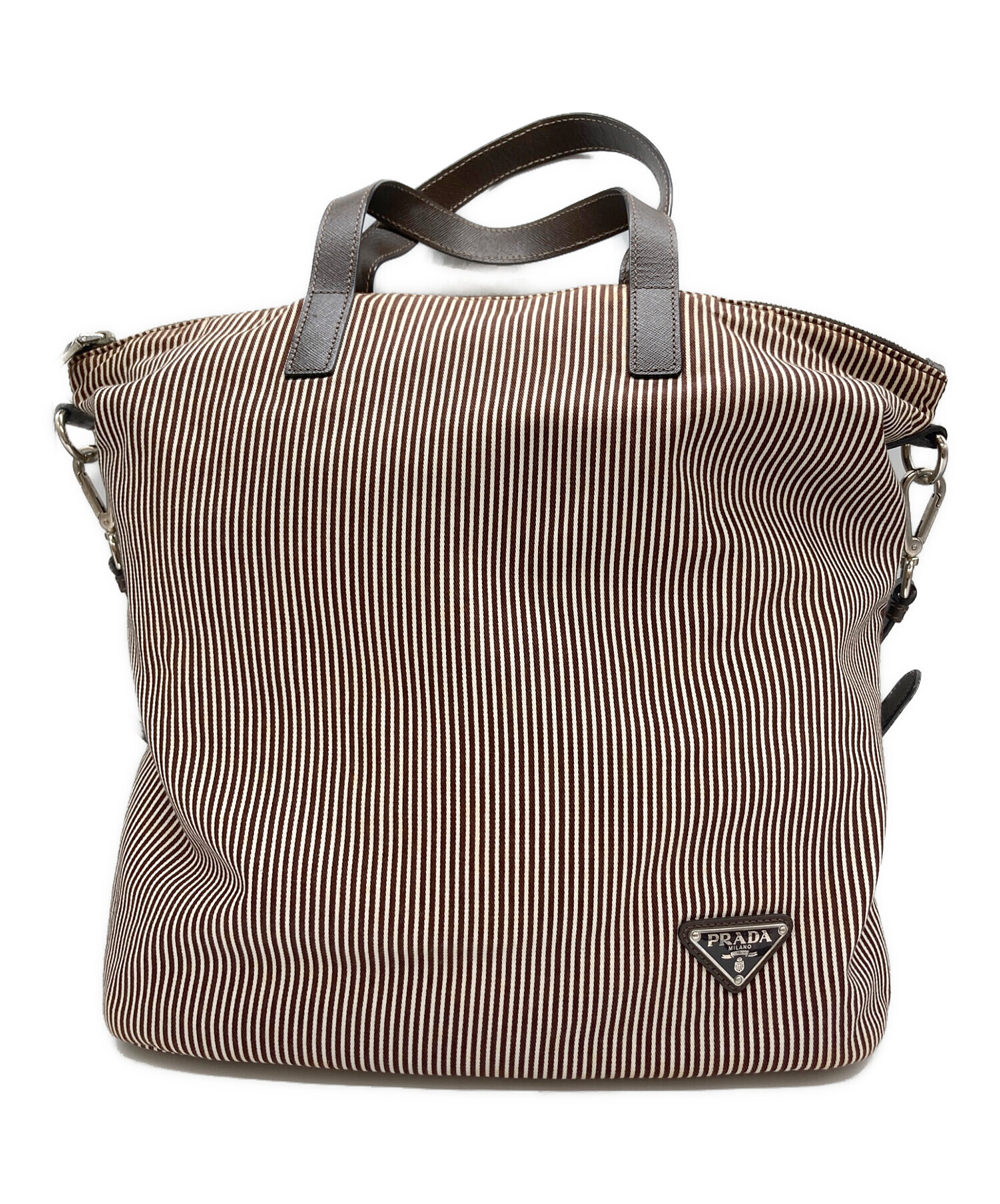 中古・古着通販】PRADA (プラダ) 2WAYストライプキャンバスバッグ