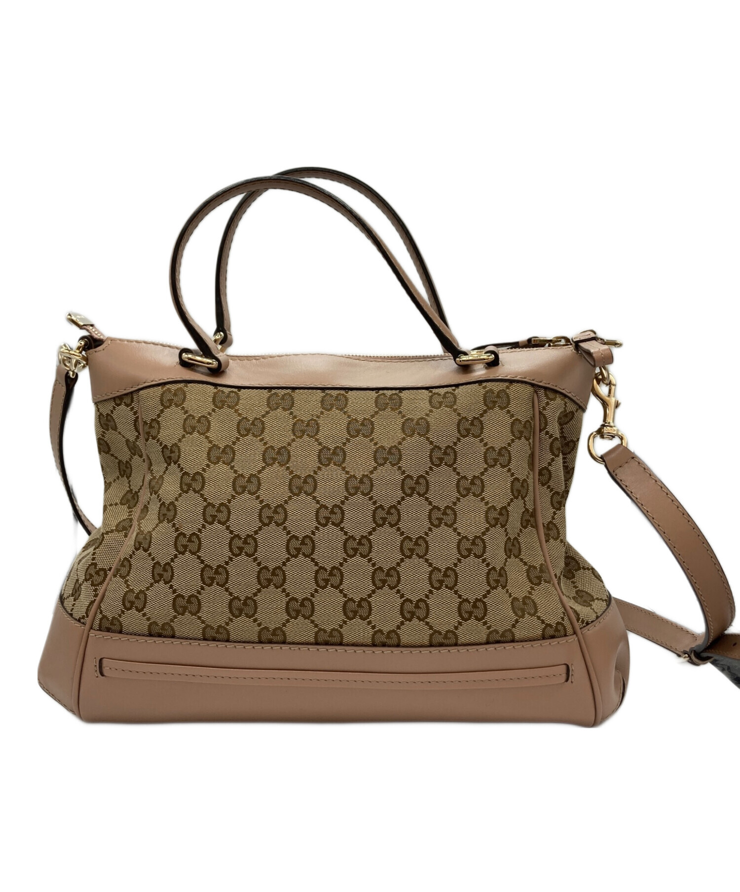 グッチ 2way ハンドバッグ プリンシー GGキャンバス×レザー　GUCCI 中古・古着通販】GUCCI (グッチ) GGキャンバス2WAYバッグ ピンク