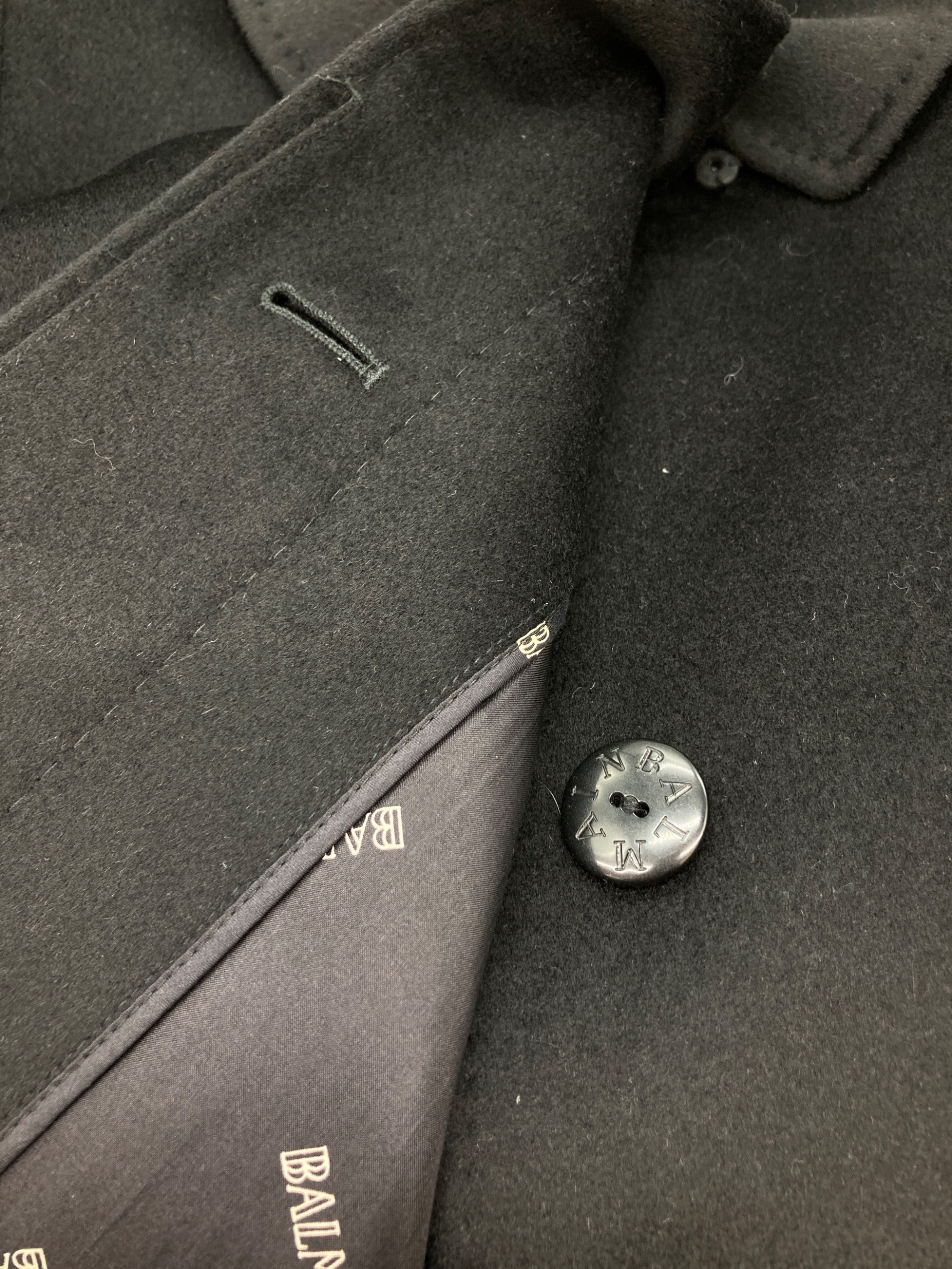 中古・古着通販】BALMAIN (バルマン) カシミヤコート ブラック サイズ