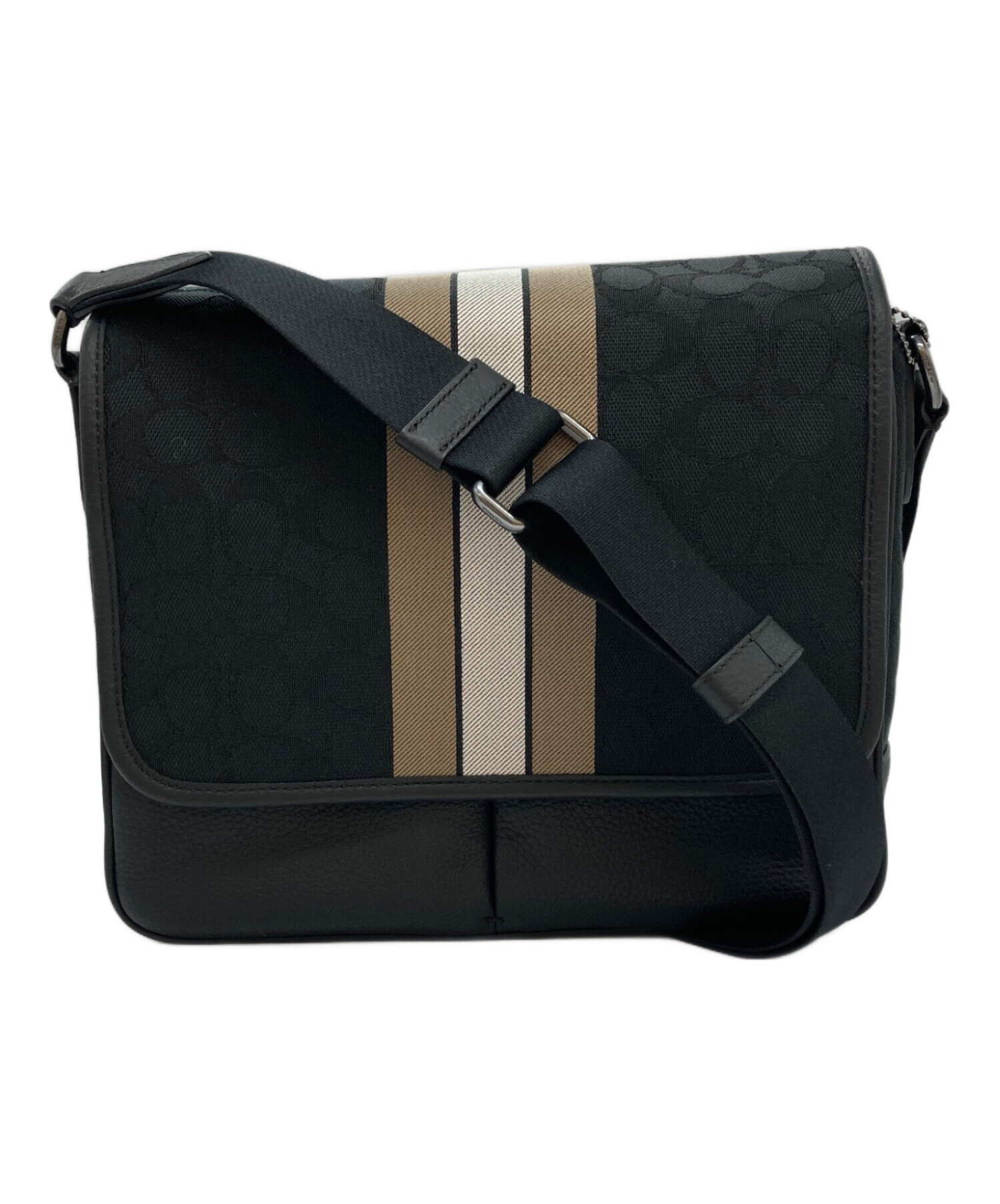 中古・古着通販】COACH (コーチ) ショルダーバッグ ブラック×ベージュ 