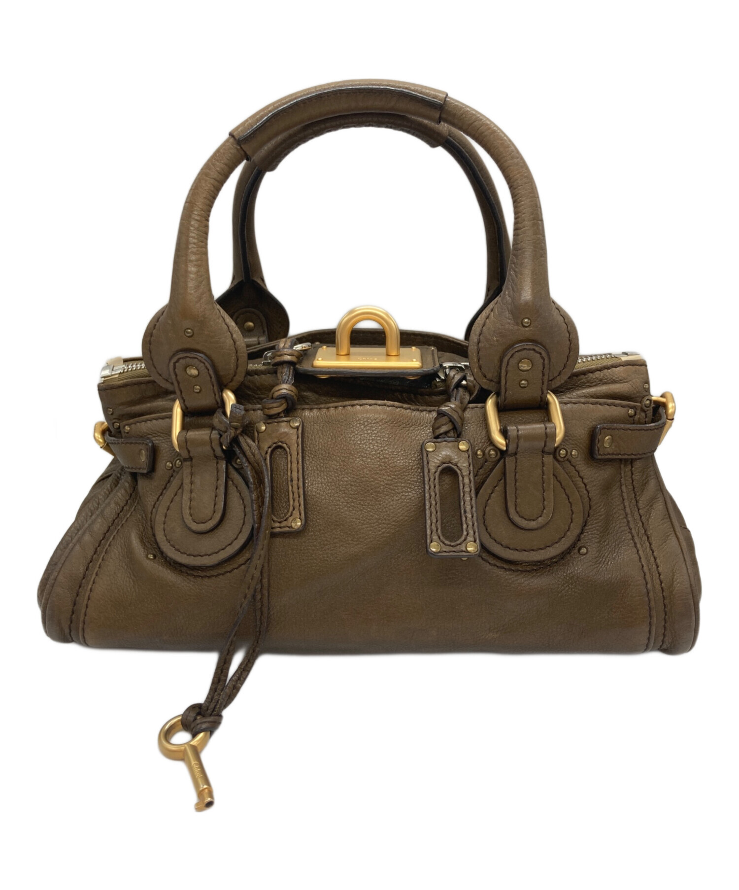 中古・古着通販】Chloe (クロエ) レザーハンドバッグ ブラウン