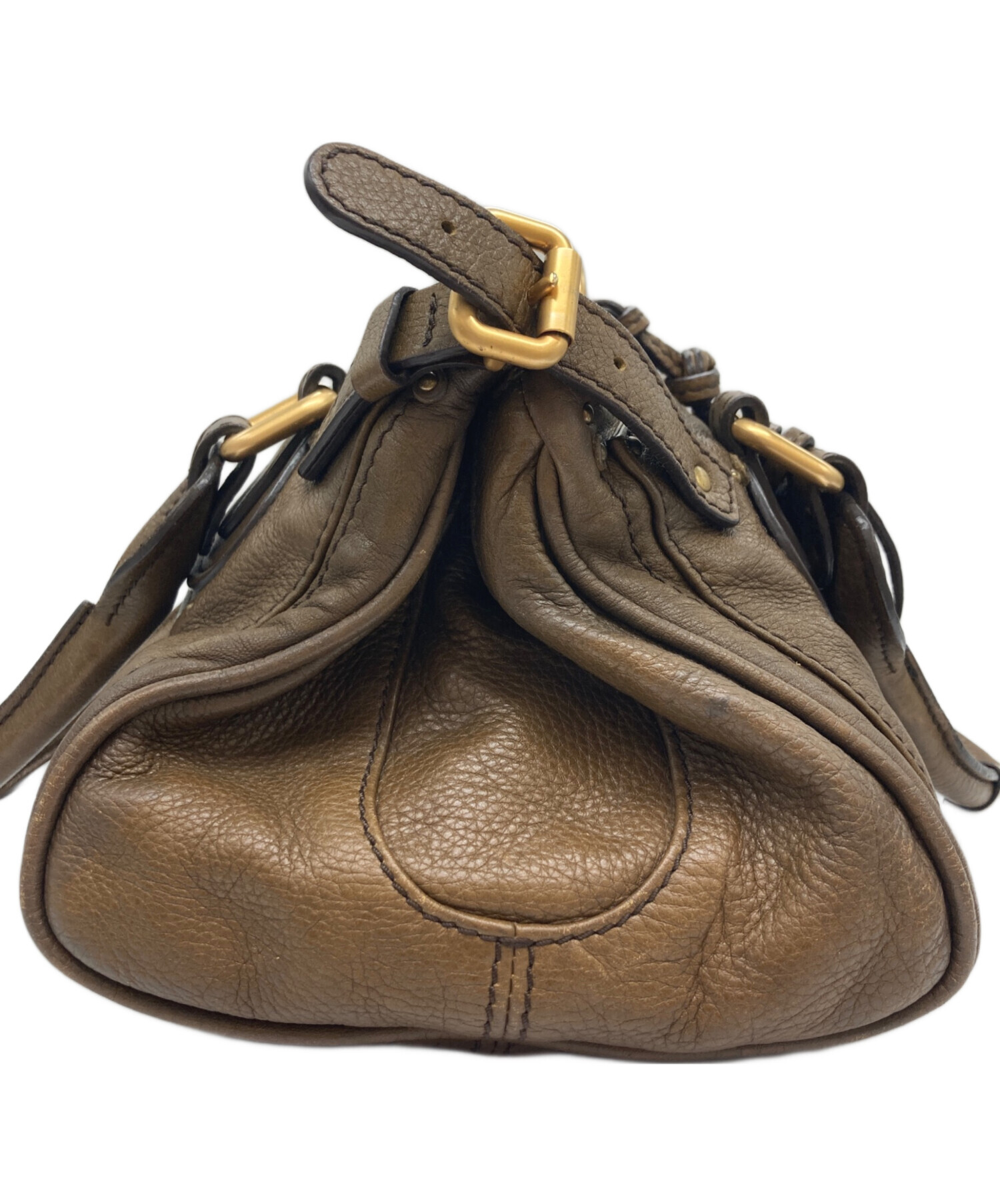 中古・古着通販】Chloe (クロエ) レザーハンドバッグ ブラウン 