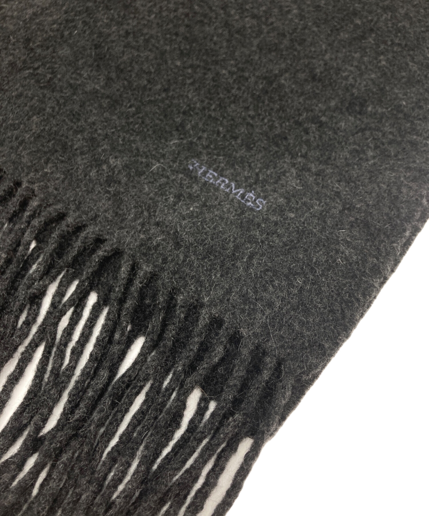 中古・古着通販】HERMES (エルメス) カシミヤフリンジマフラー グレー