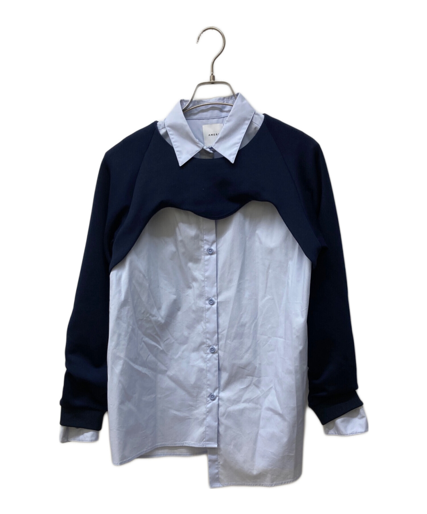 中古・古着通販】Ameri (アメリ) HEART CUTTING DOCKING TOP ブルー 