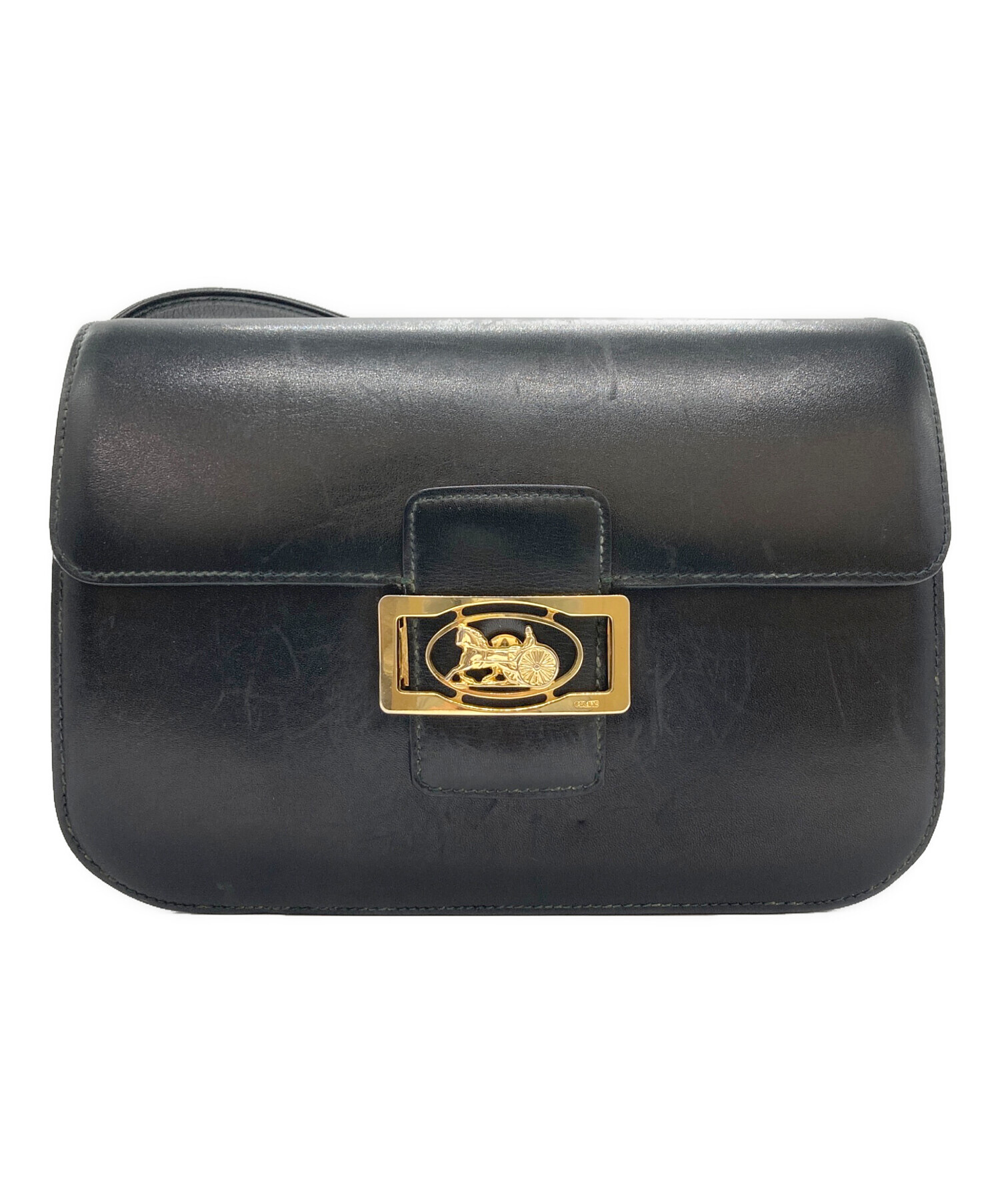 中古・古着通販】CELINE (セリーヌ) 馬車金具レザーショルダーバッグ
