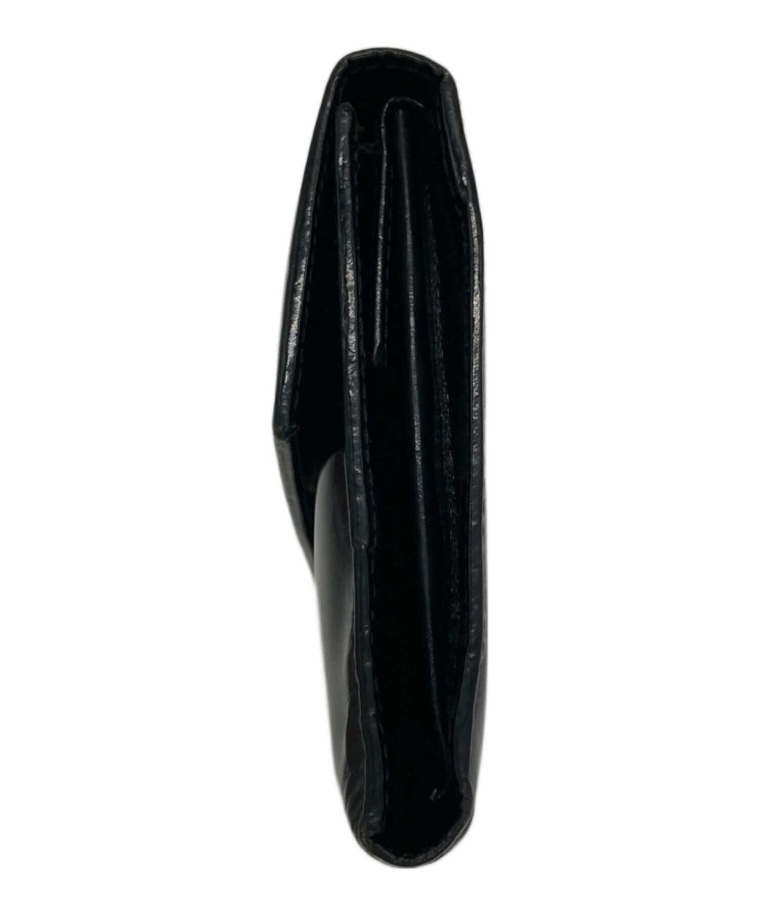 中古・古着通販】PRADA (プラダ) エナメル3つ折り財布 ブラック