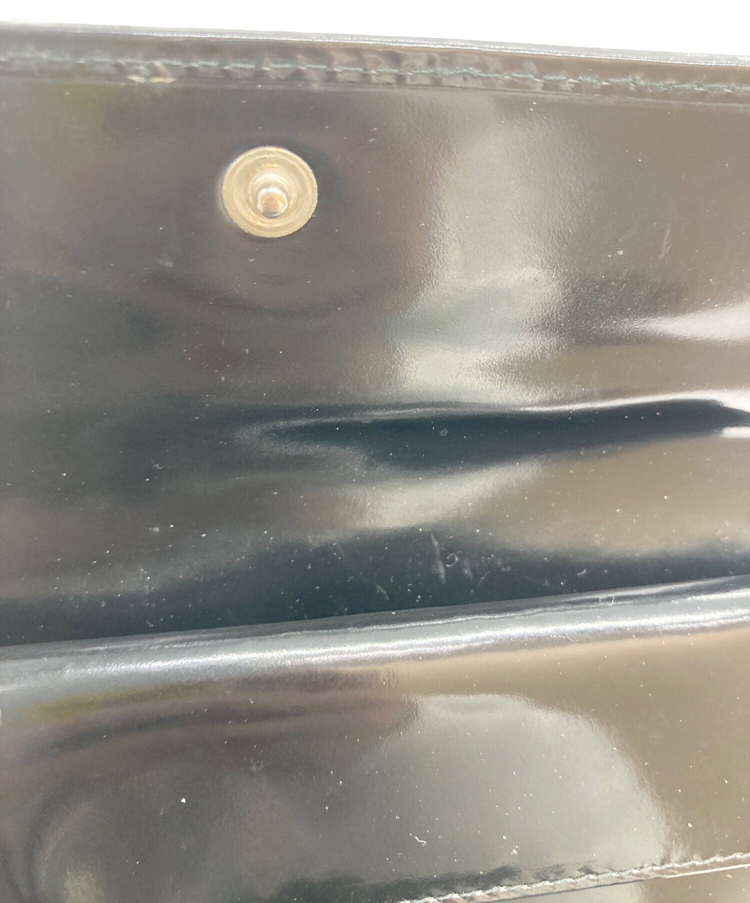 中古・古着通販】PRADA (プラダ) エナメル3つ折り財布 ブラック