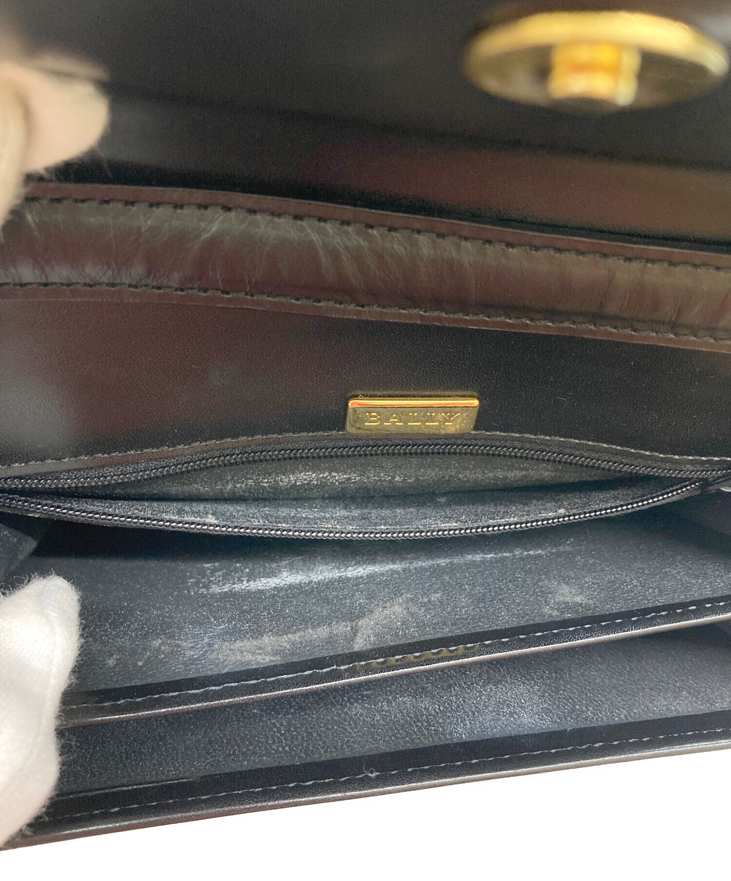 中古・古着通販】BALLY (バリー) レザーハンドバッグ ブラック 中古・古着通販】BALLY (バリー) レザーハンドバッグ ブラック