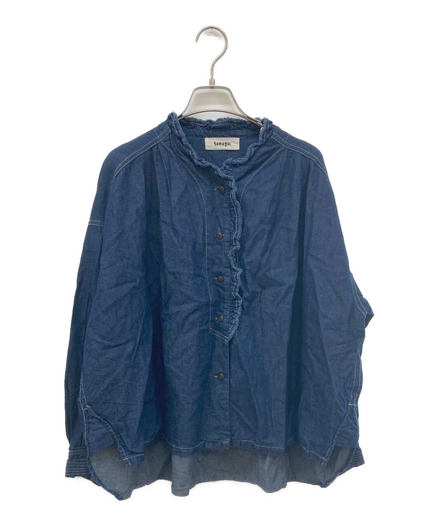 中古・古着通販】tumugu (ツムグ) 4.5ozコットンリネンデニムフリル