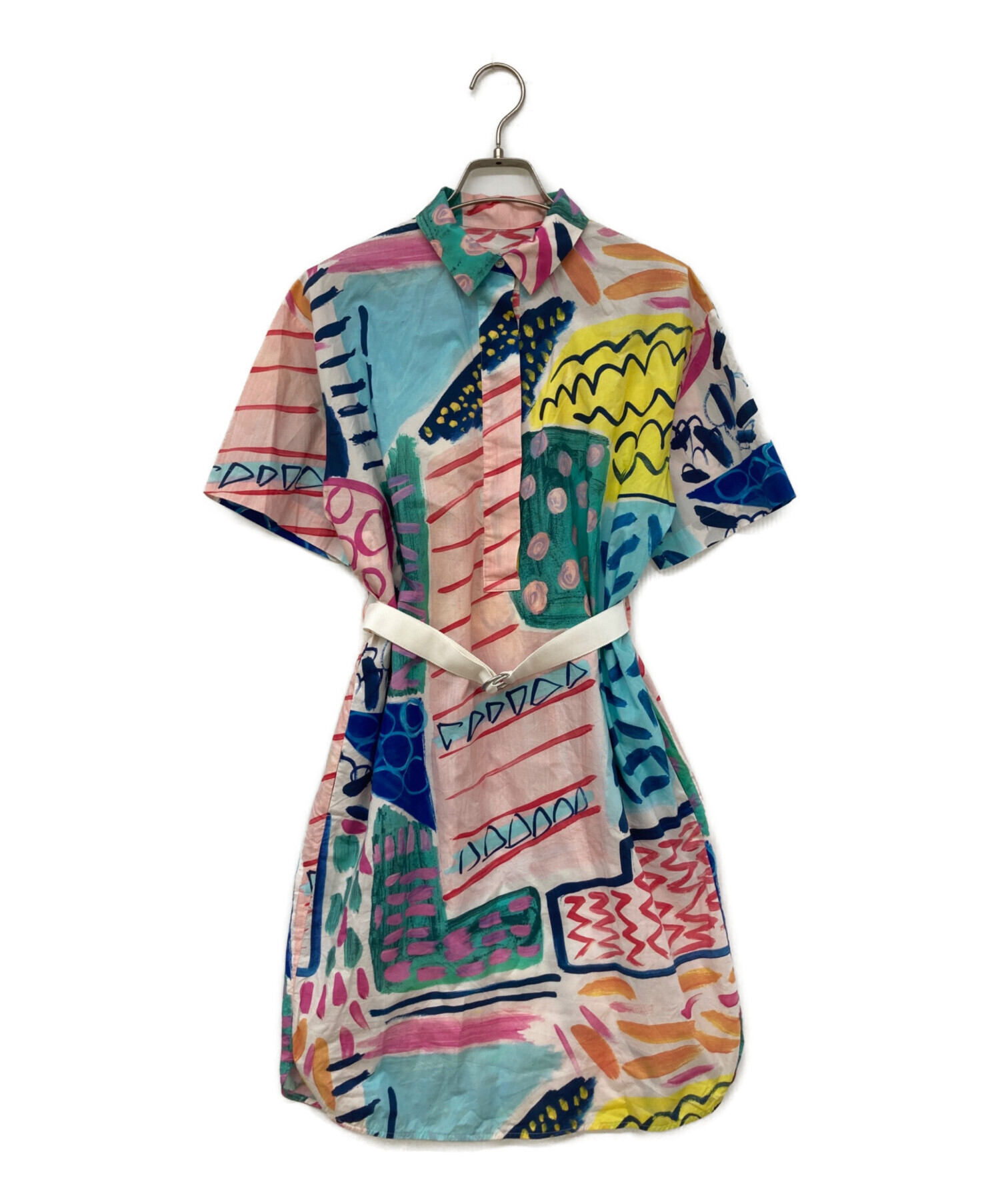 美品　ポールスミス　シャツワンピース ウエストリボン付き　M(40) 中古・古着通販】Paul Smith (ポールスミス) 総柄シャツワンピース