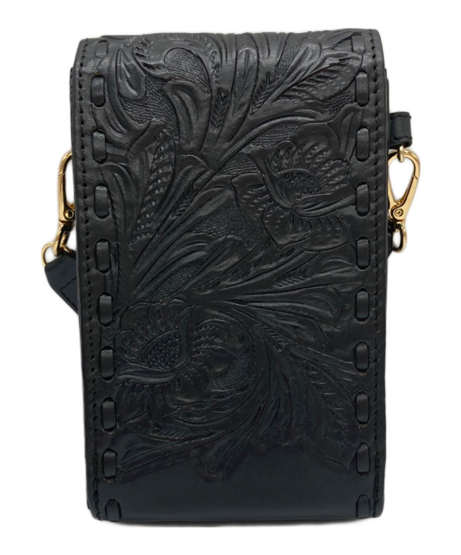 【新品・タグ付】CARVING TRIBES＊カービングバスケット＊牛革×籐＊黒 中古・古着通販】Carving Tribes (カービングトライブス) ハンドバッグ