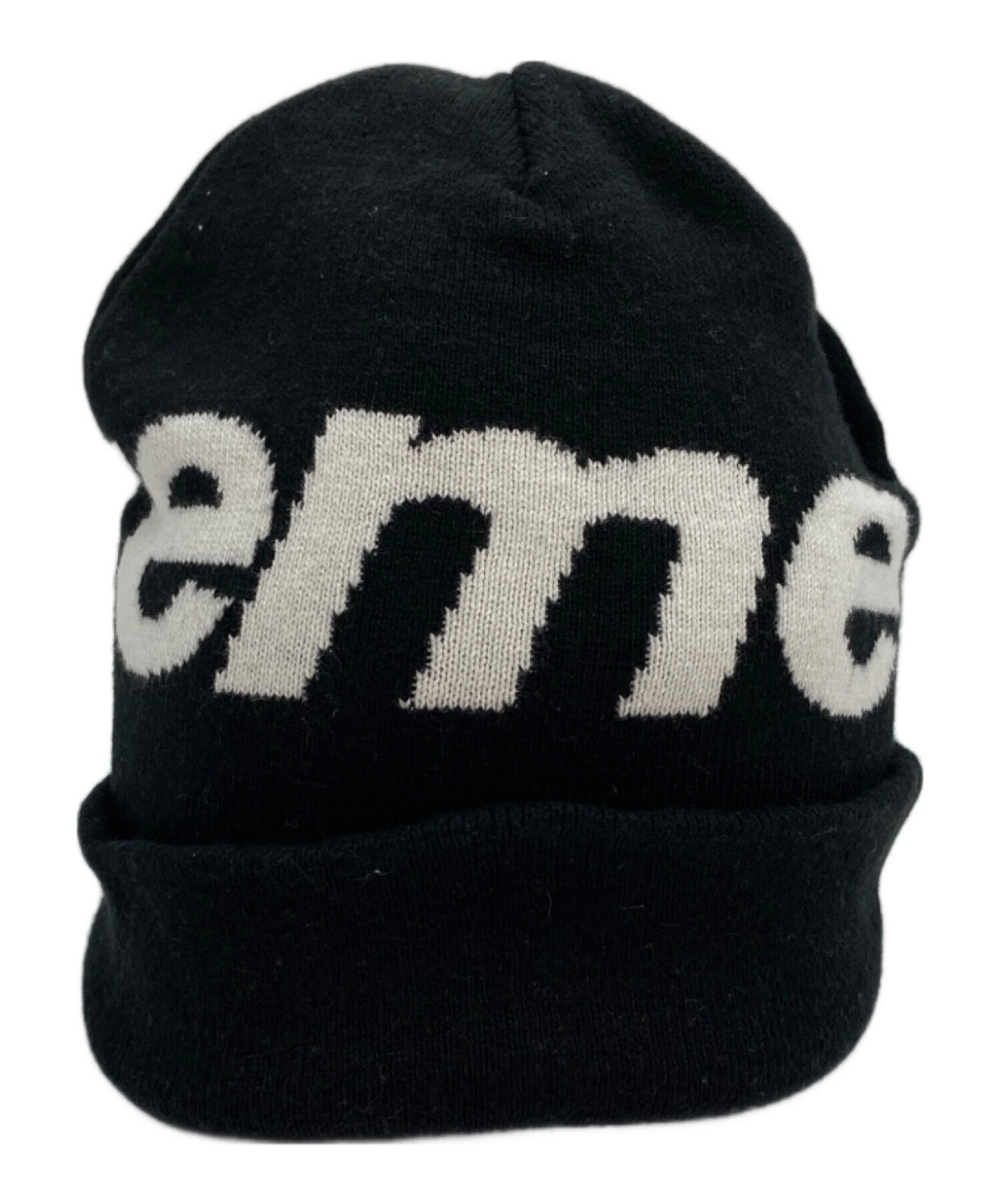 Supreme ニット帽 ホワイト/ブラック 中古・古着通販】Supreme (シュプリーム) big logo beanie/ニット帽