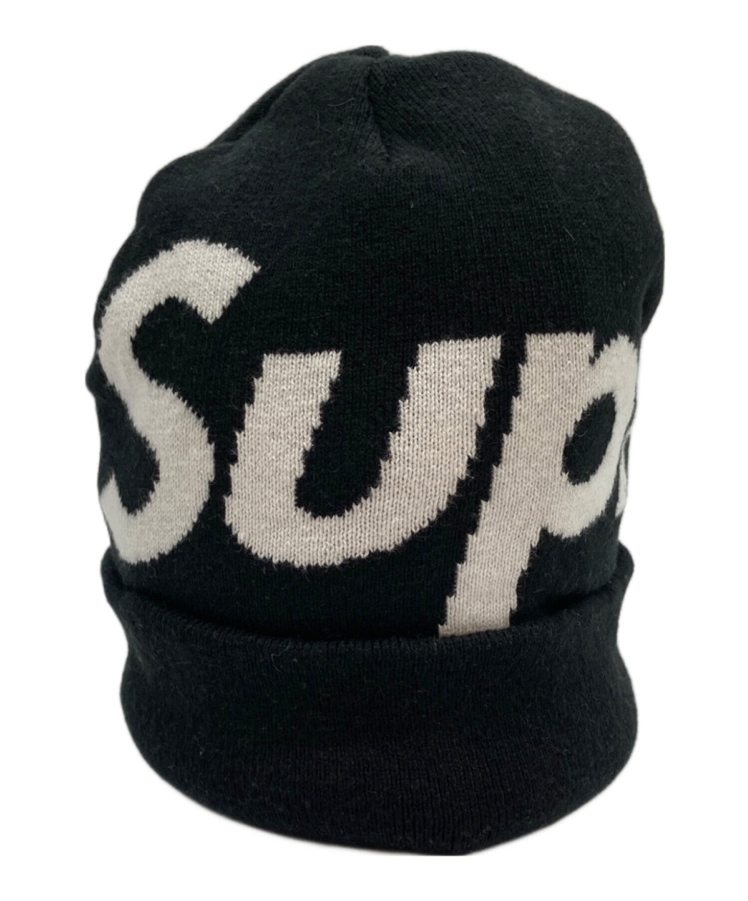 Supreme ニット帽 黒/白 中古・古着通販】Supreme (シュプリーム) big logo beanie/ニット帽