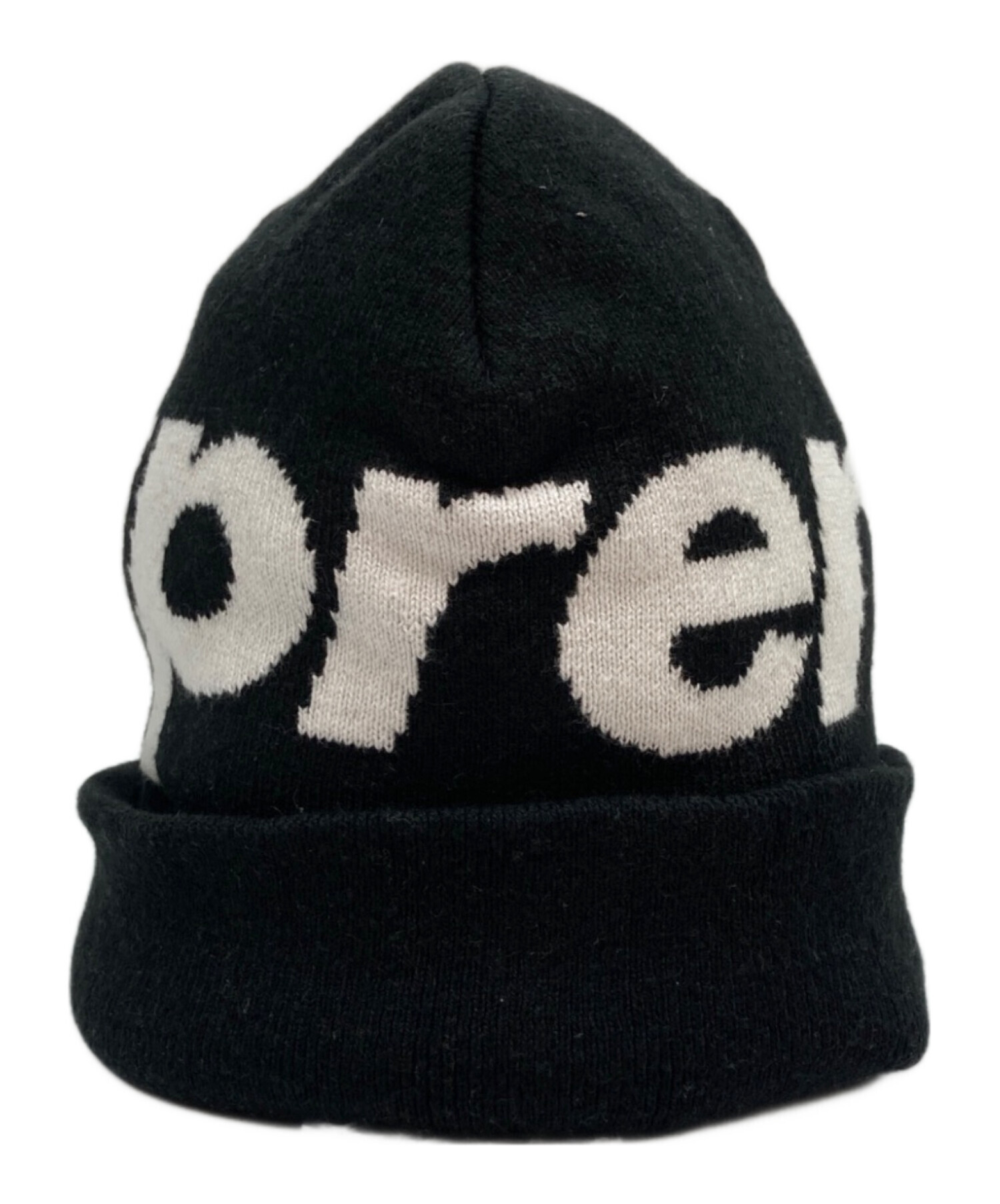 Supreme ニット帽 ホワイト/ブラック 中古・古着通販】Supreme (シュプリーム) big logo beanie/ニット帽