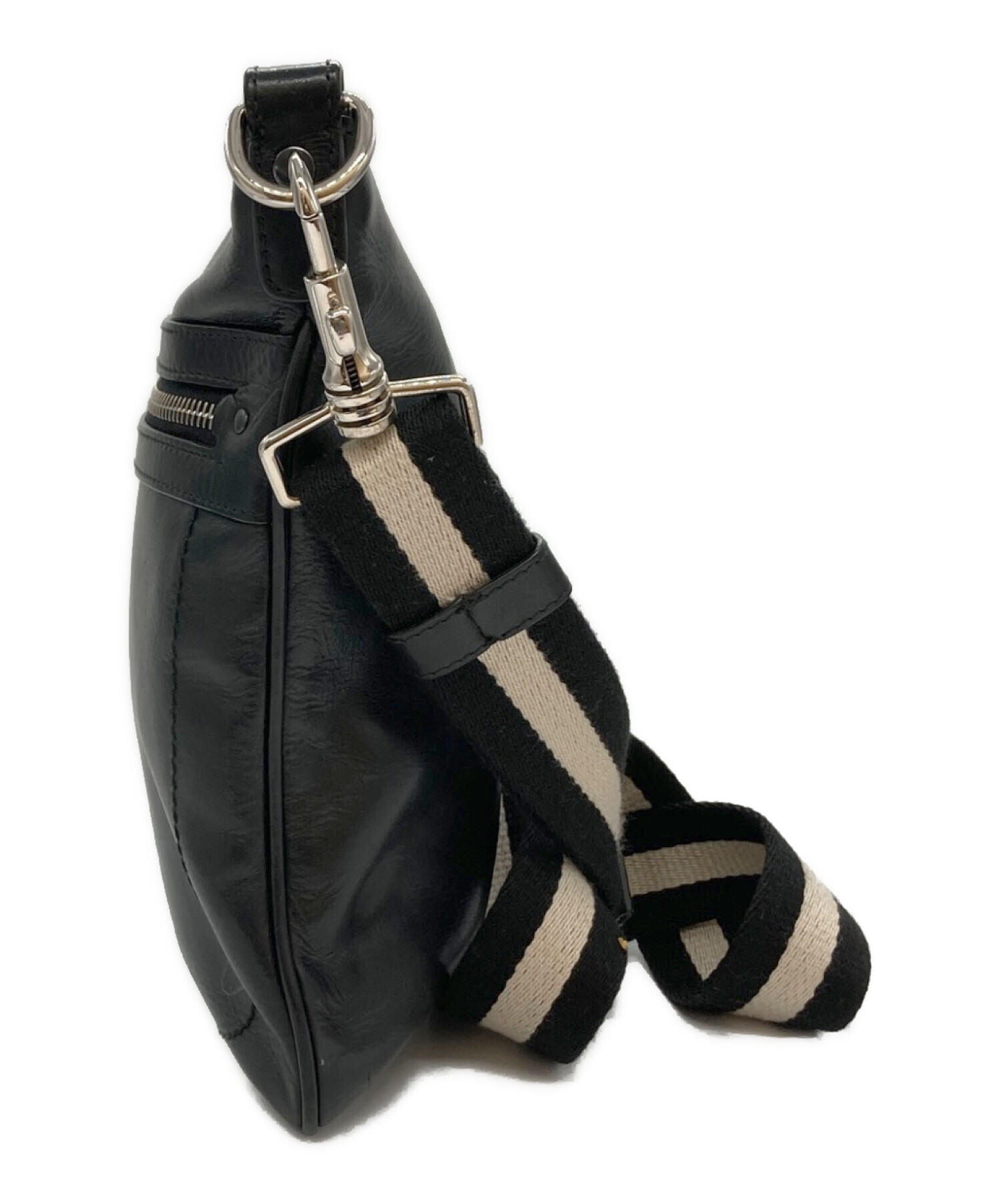 中古・古着通販】BALLY (バリー) レザーショルダーバッグ ブラック