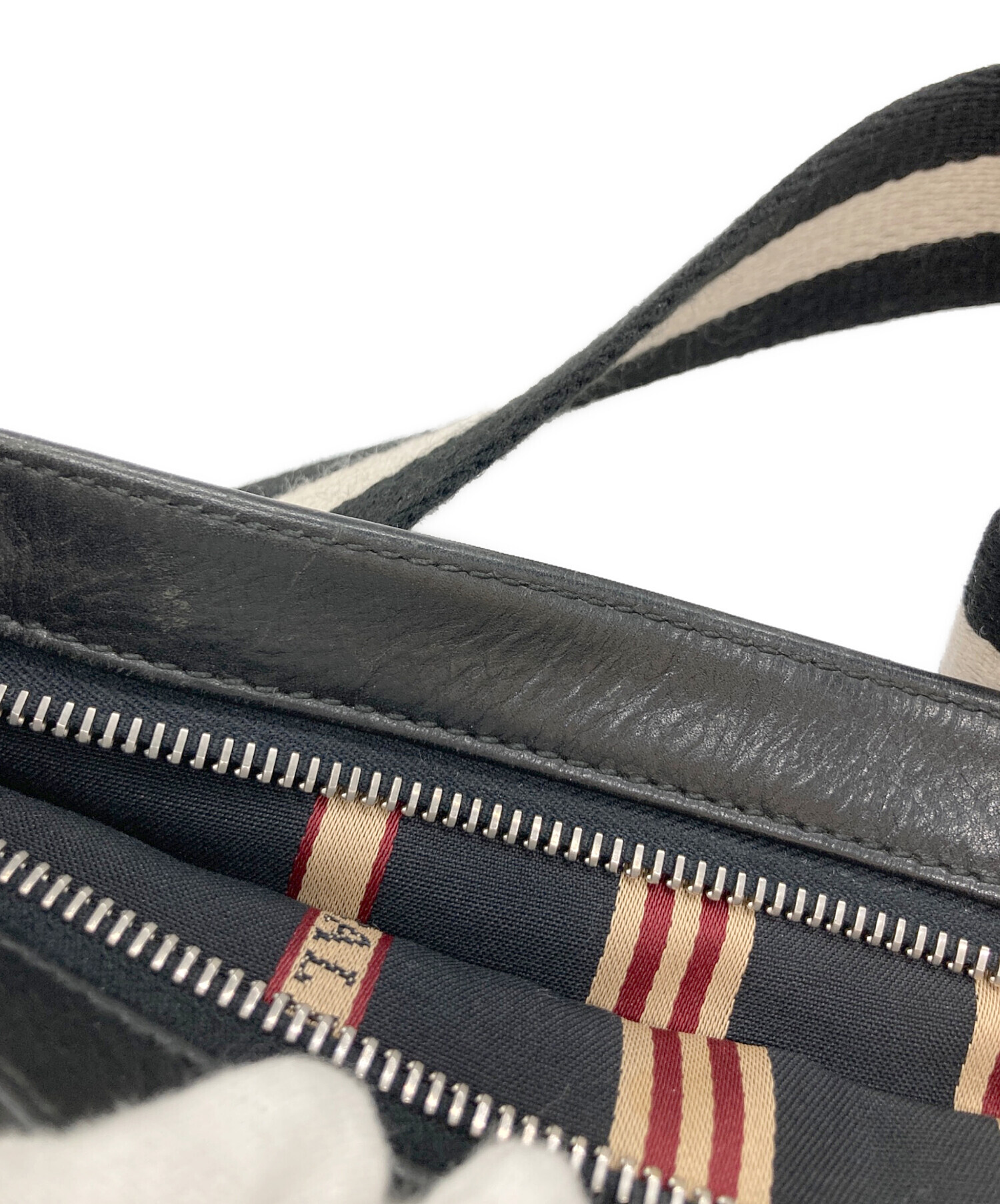 中古・古着通販】BALLY (バリー) レザーショルダーバッグ ブラック