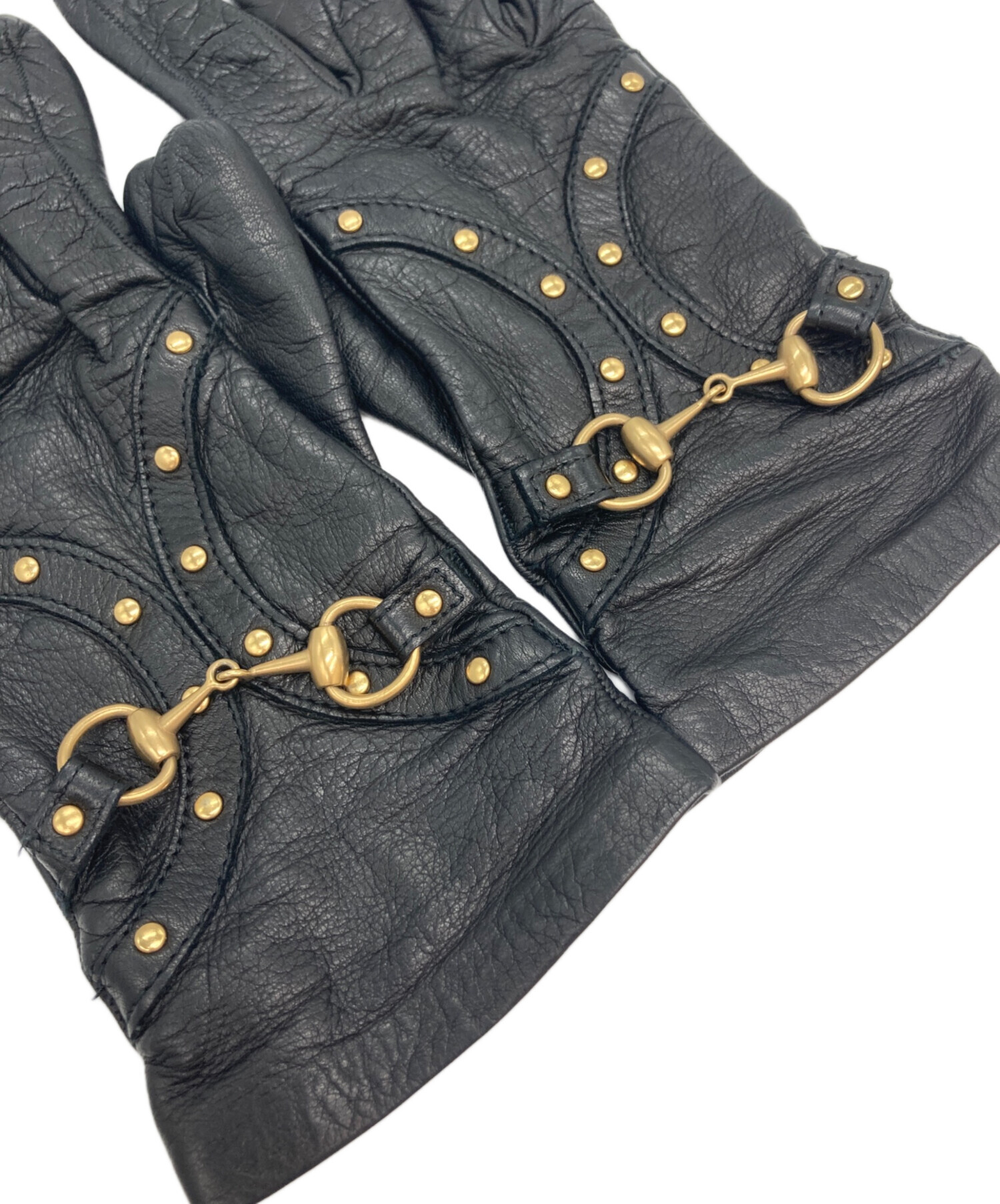 中古・古着通販】GUCCI (グッチ) ホースビットレザーグローブ ブラック