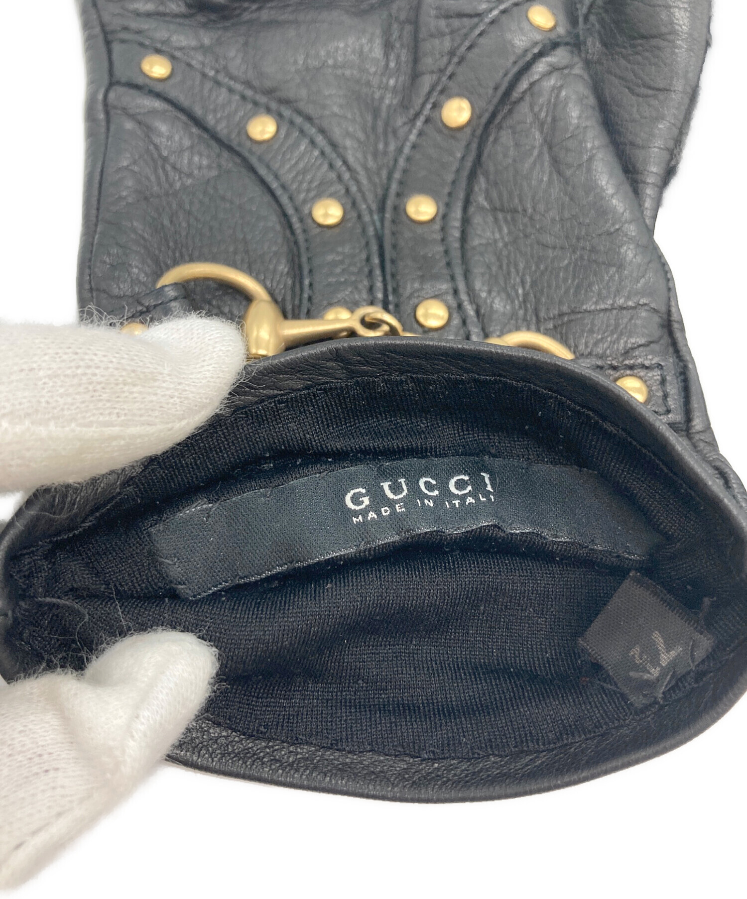 中古・古着通販】GUCCI (グッチ) ホースビットレザーグローブ ブラック
