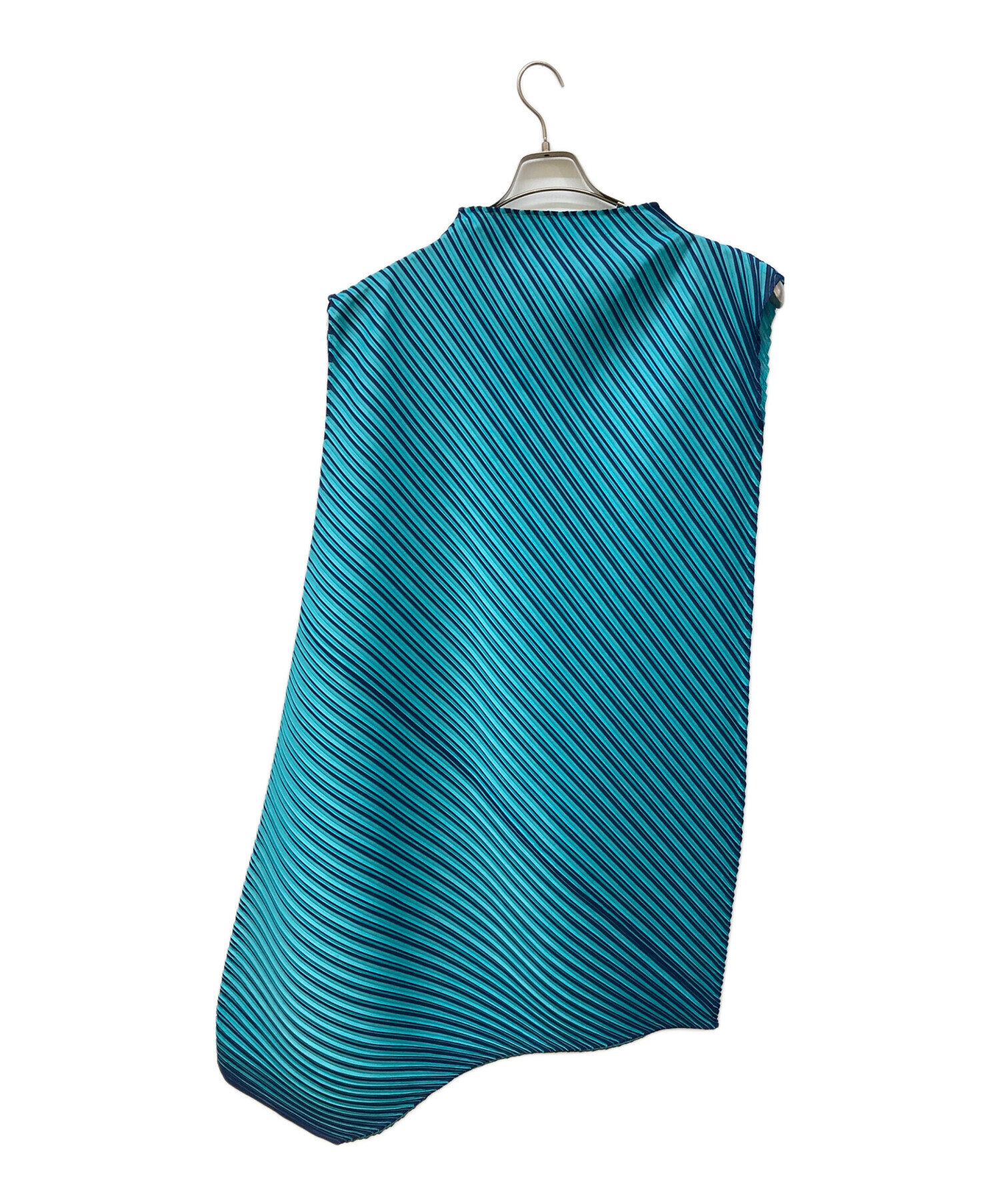 PLATS PLEASE ノースリーブチュニック ライトブルー 中古・古着通販】PLEATS PLEASE (プリーツプリーズ) アシメプリーツ
