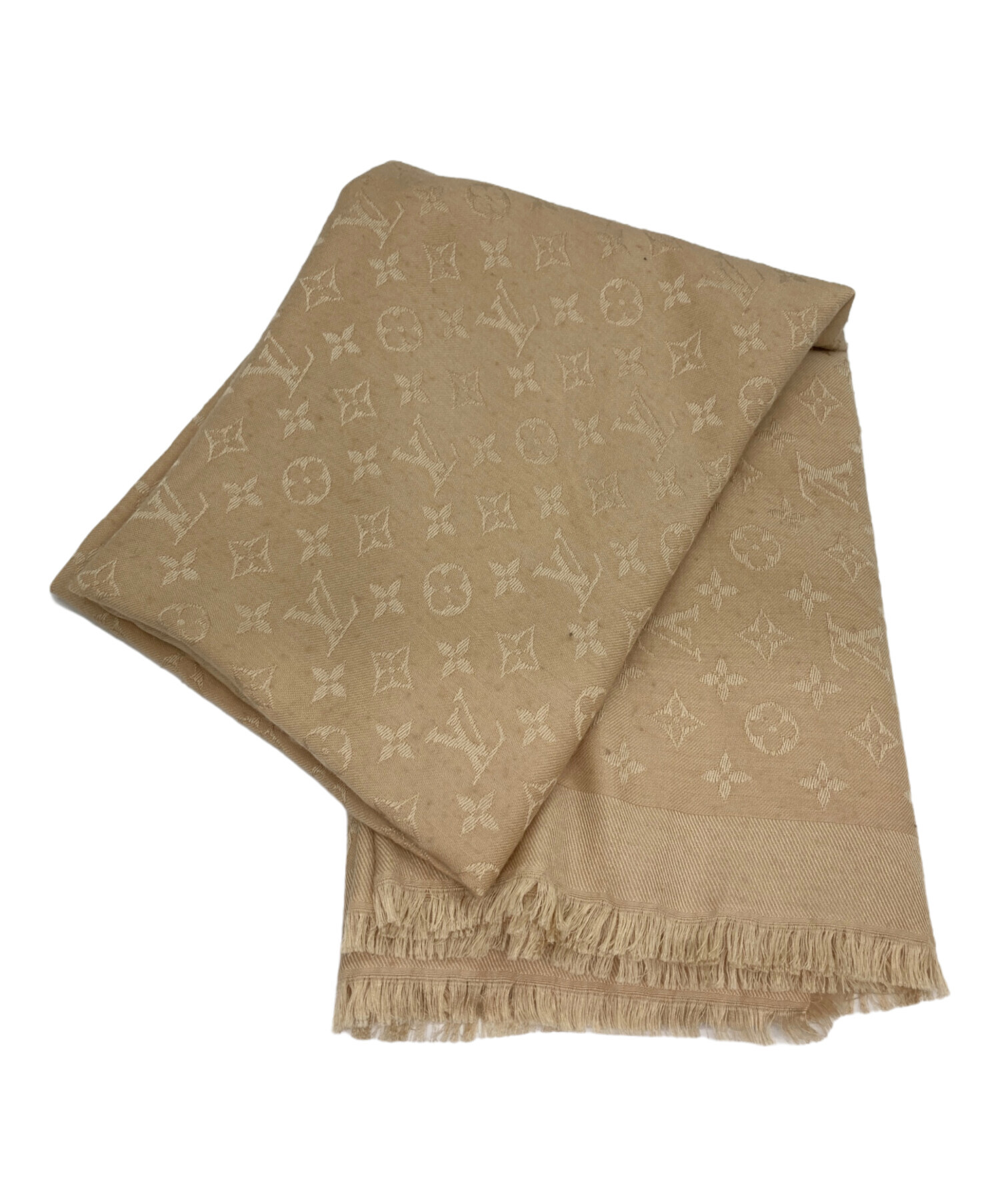 LOUIS VUITTON 大判ストール クリーム色 すぐ届 Louis Vuitton ショール・モノグラム シャイン ストール (Louis