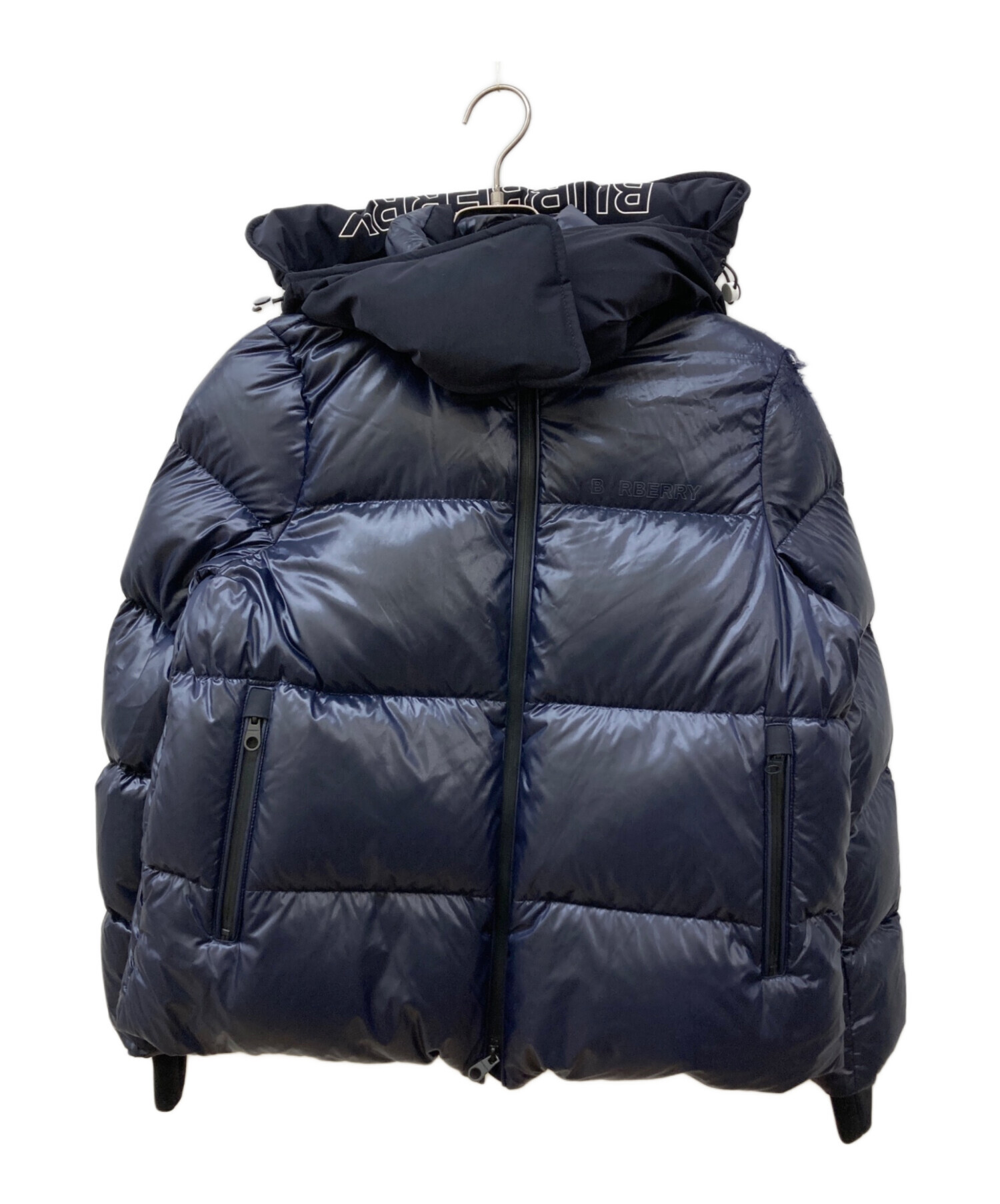 BURBERRY ネイビー ダウンジャケット フード付き 中古・古着通販】BURBERRY (バーバリー) デタッチャブルフードダウン