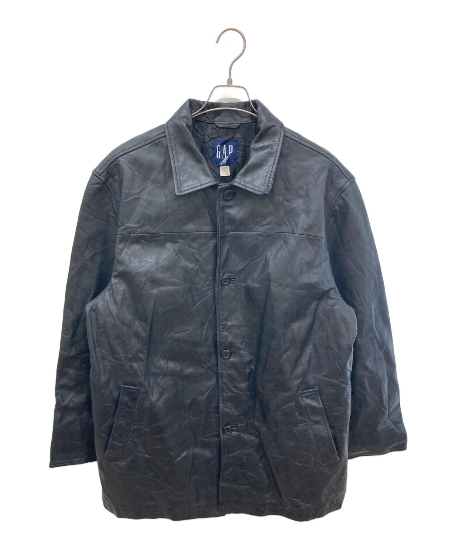 中古・古着通販】GAP (ギャップ) レザーカーコート ブラック サイズ:XL 