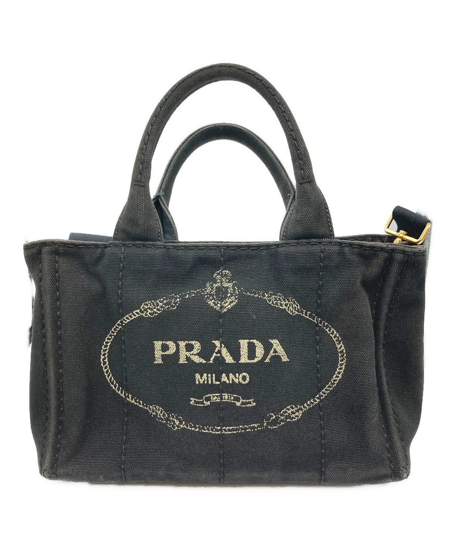 中古・古着通販】PRADA (プラダ) カナパミニハンドバッグ ブラック 