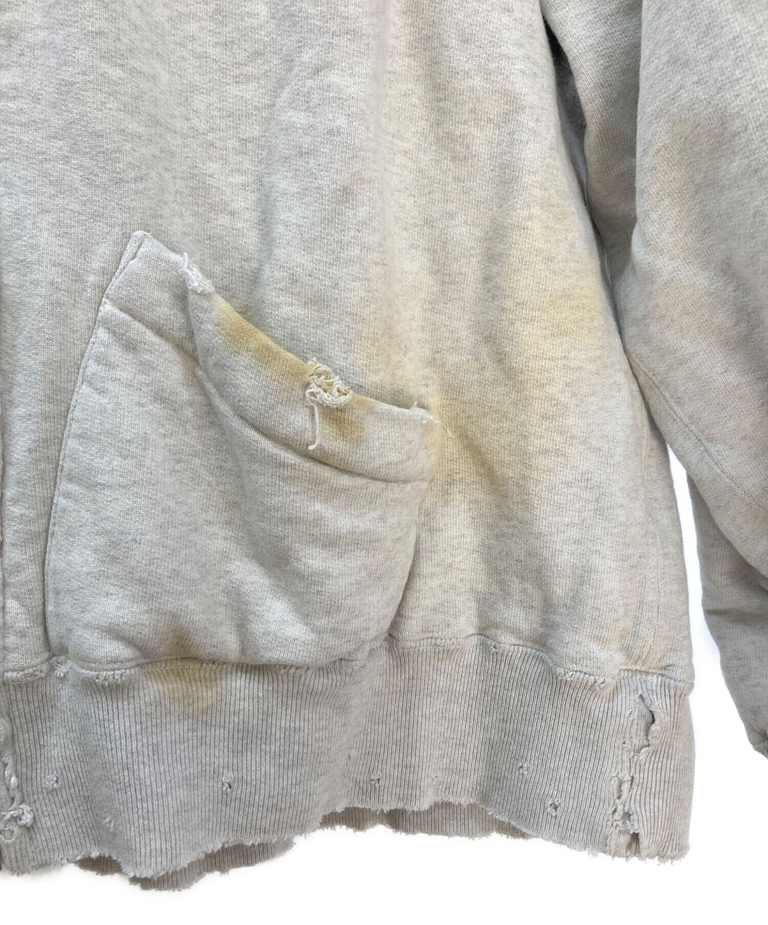 中古・古着通販】ANCELLM (アンセルム) ZIP UP HOODIE/ダメージ加工