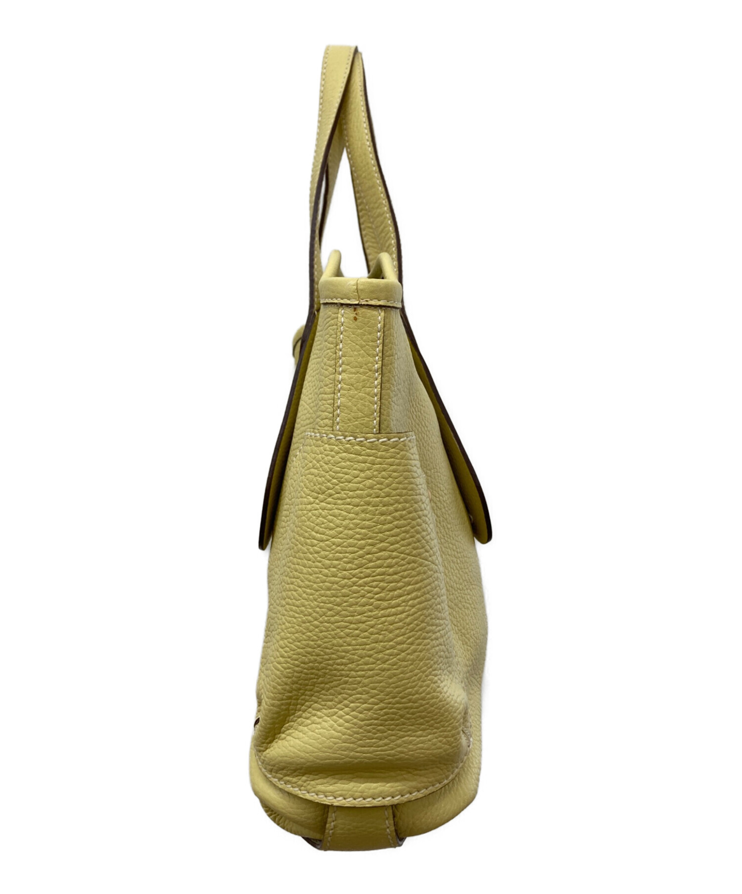 サルヴァトーレフェラガモ　トートバッグ　肩掛け　ロゴ　型押し　レザー　イエロー 中古・古着通販】Salvatore Ferragamo (サルヴァトーレ フェラガモ