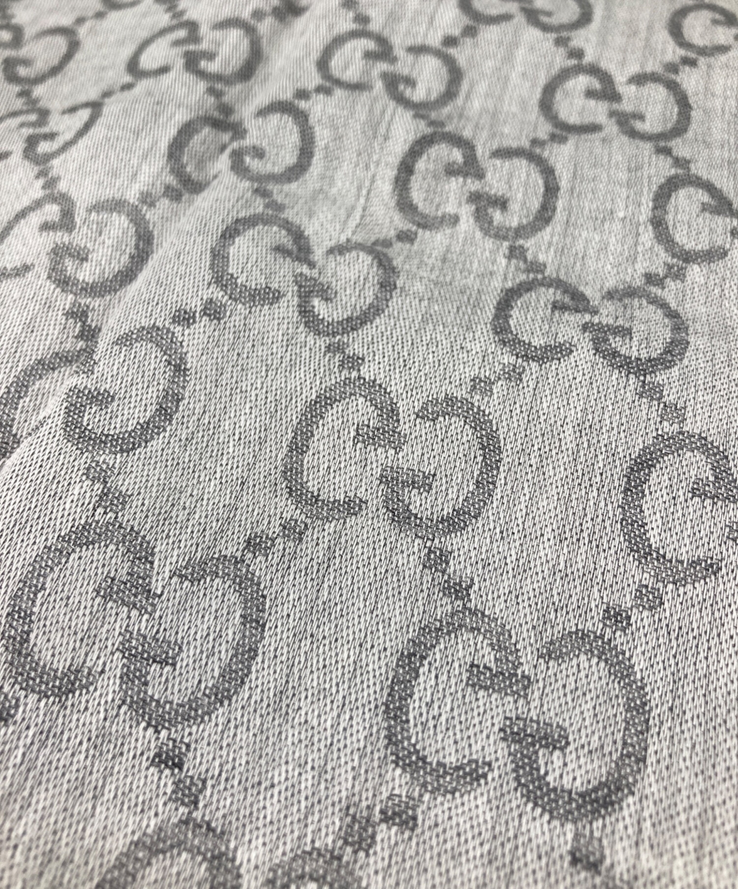 中古・古着通販】GUCCI (グッチ) GGゴースト/フリンジスカーフ グレー