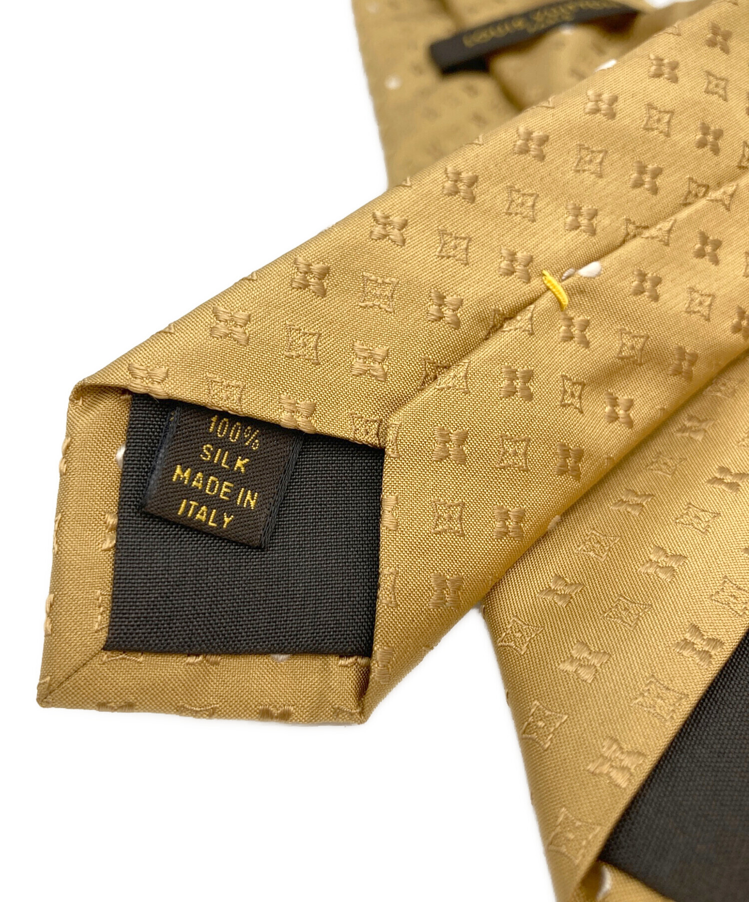 ルイヴィトン モノグラム ネクタイ ゴールド ルイヴィトンジャパン正規品 中古・古着通販】LOUIS VUITTON (ルイ ヴィトン) モノグラム柄ネクタイ