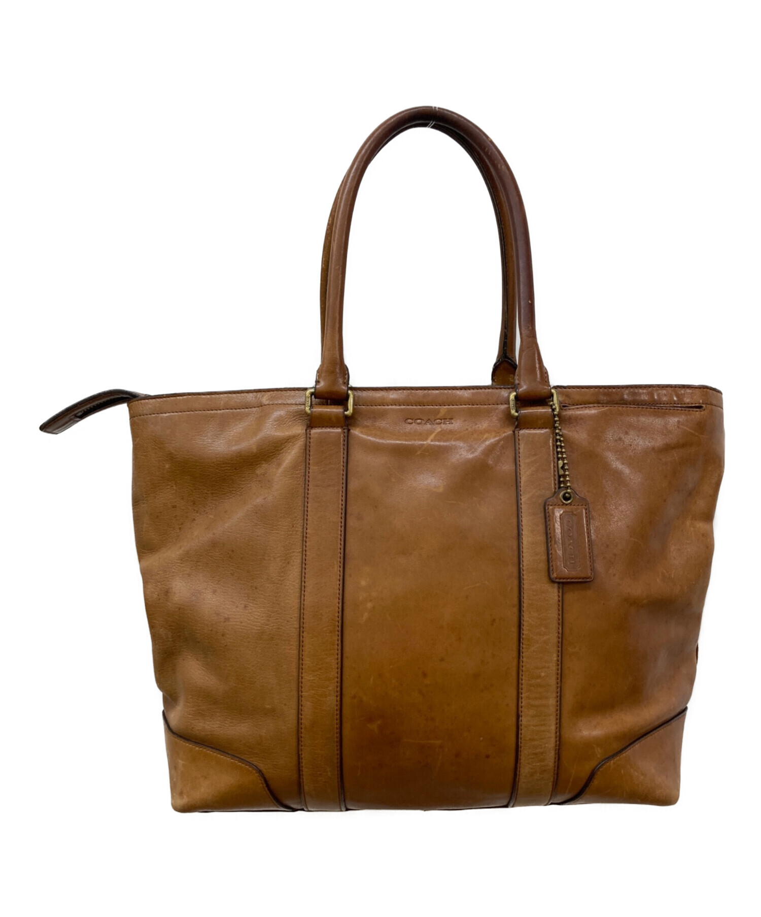 コーチ ブラウン レザー ハンド トート 革 中古・古着通販】COACH (コーチ) レザートートバッグ ブラウン