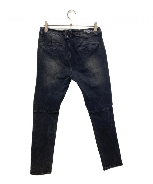 中古・古着通販】BALMAIN (バルマン) バイカーデニムパンツ ブラック