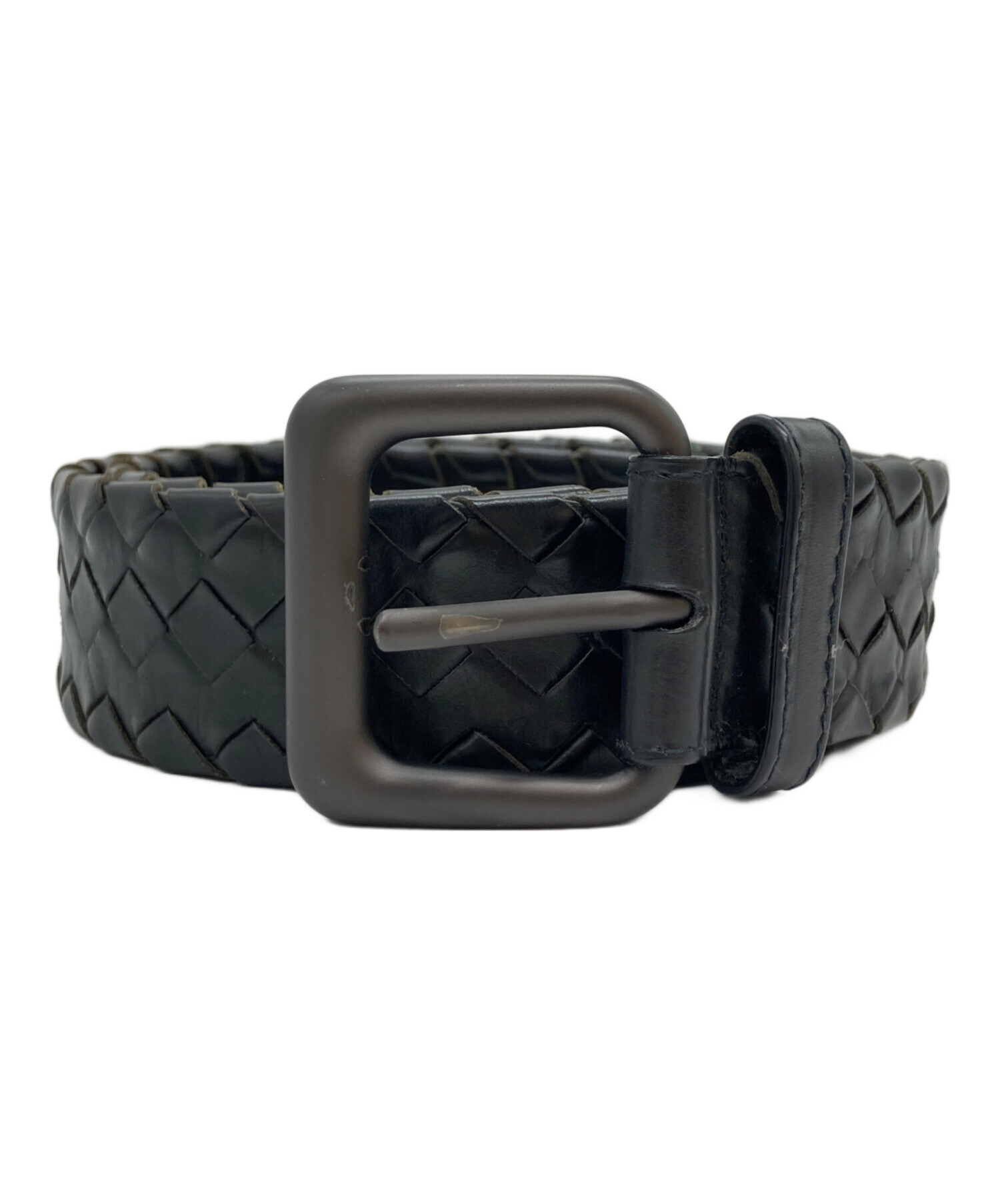 BOTTEGA VENETA イントレチャート レザー ロープベルト ブラック 中古・古着通販】BOTTEGA VENETA (ボッテガベネタ) イントレチャート