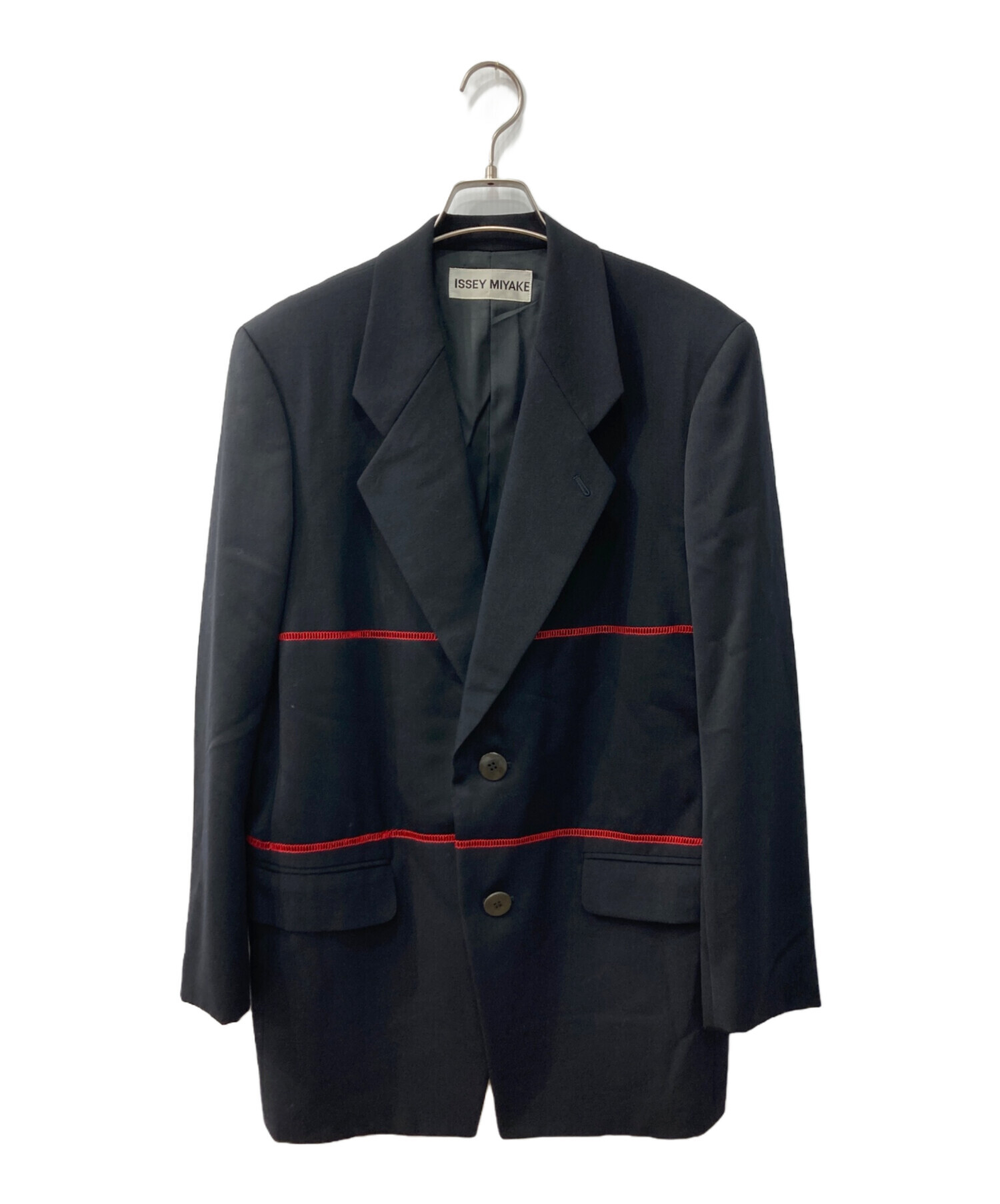 ISSEY MIYAKE イッセイミヤケ ウールジャケット フード ブラック M 中古・古着通販】ISSEY MIYAKE (イッセイミヤケ) ウールテーラード