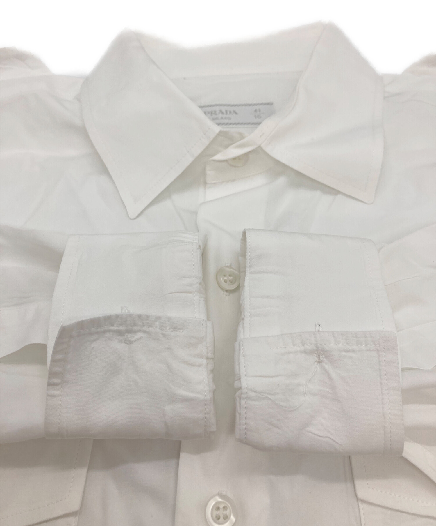 中古・古着通販】PRADA (プラダ) コットンポプリンシャツ ネイビー 