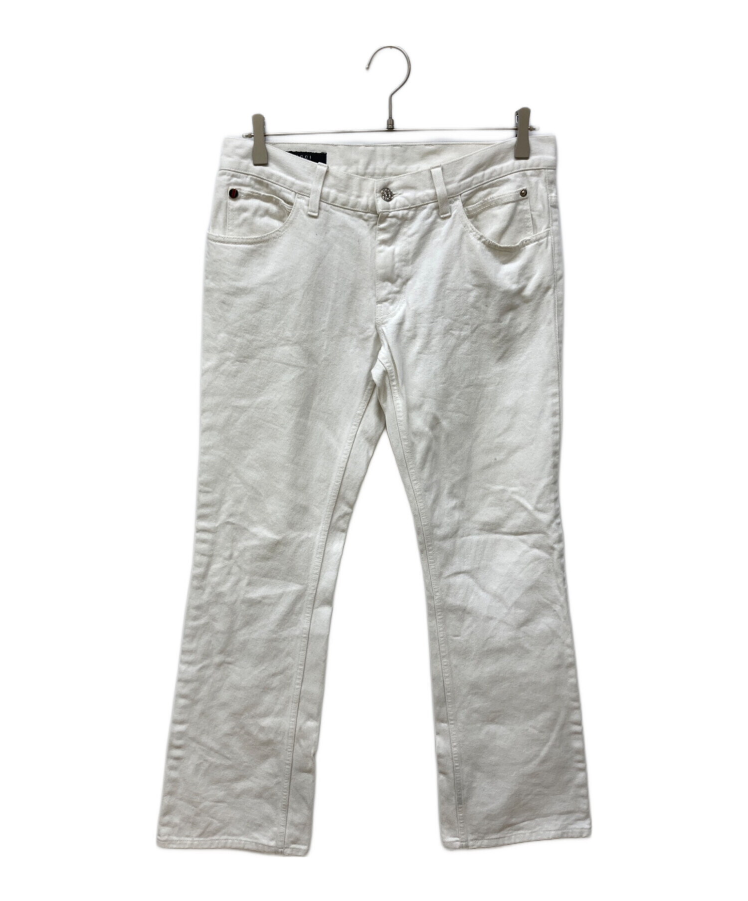 中古・古着通販】GUCCI (グッチ) フレアデニムパンツ ホワイト サイズ