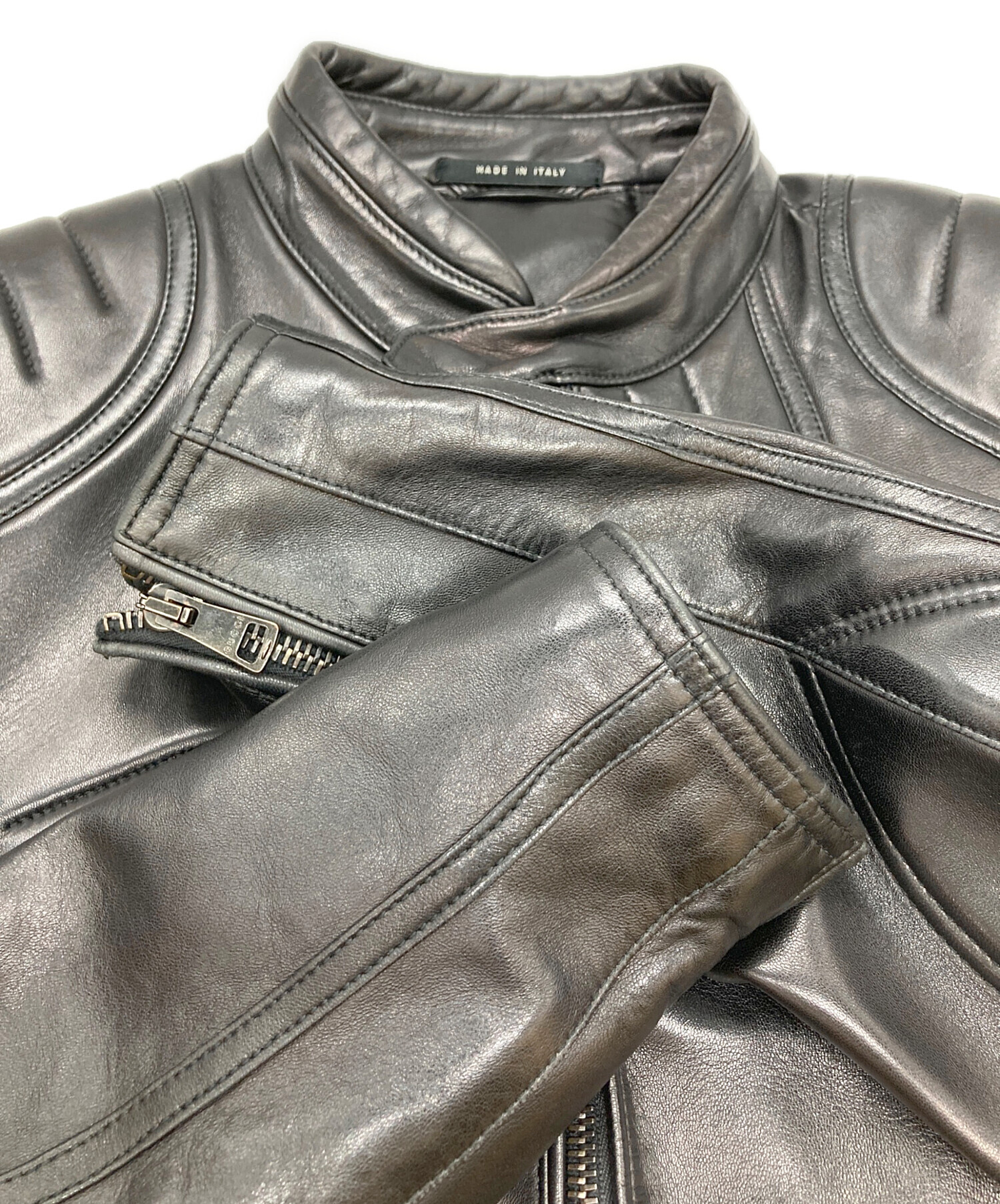 中古・古着通販】GUCCI (グッチ) ラムレザージャケット ブラック