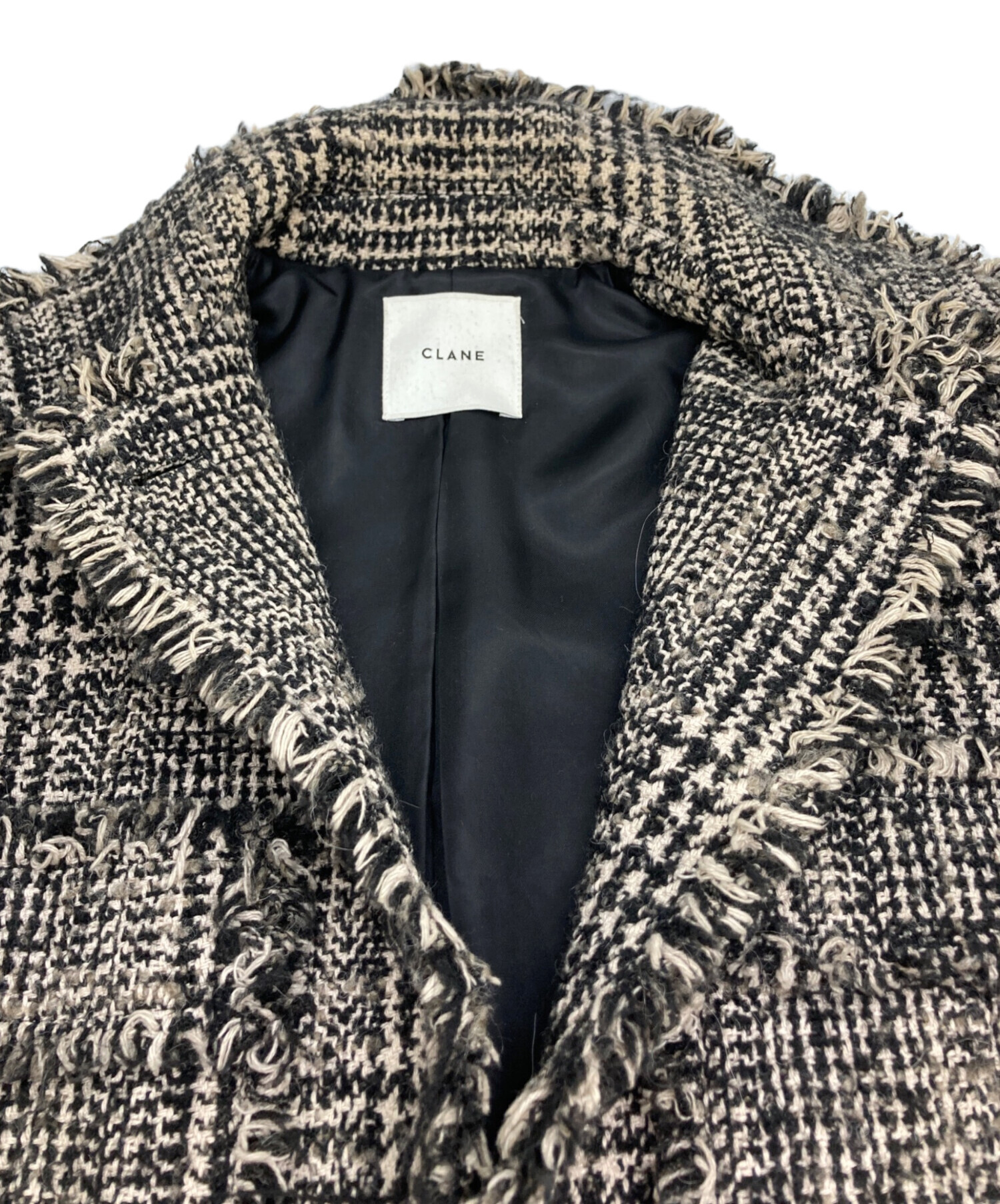 CLANE MIX TWEED BLOUSON ツイードブルゾン ツイードコート 中古・古着通販】CLANE (クラネ) ミックスツイードブルゾン ベージュ