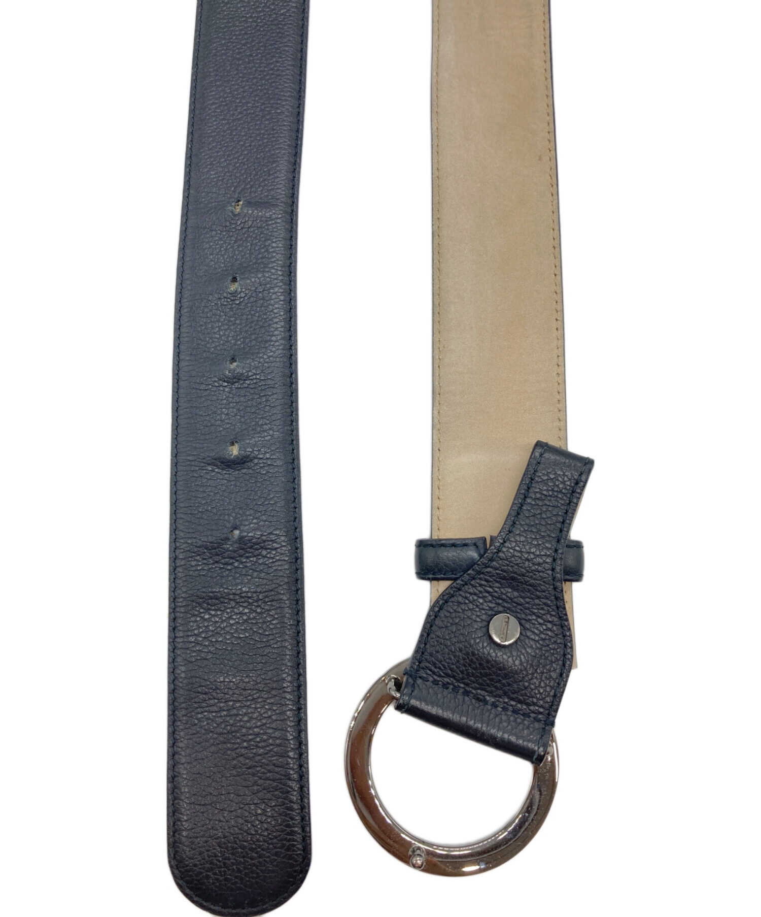 中古・古着通販】BVLGARI (ブルガリ) バックルレザーベルト ブラック